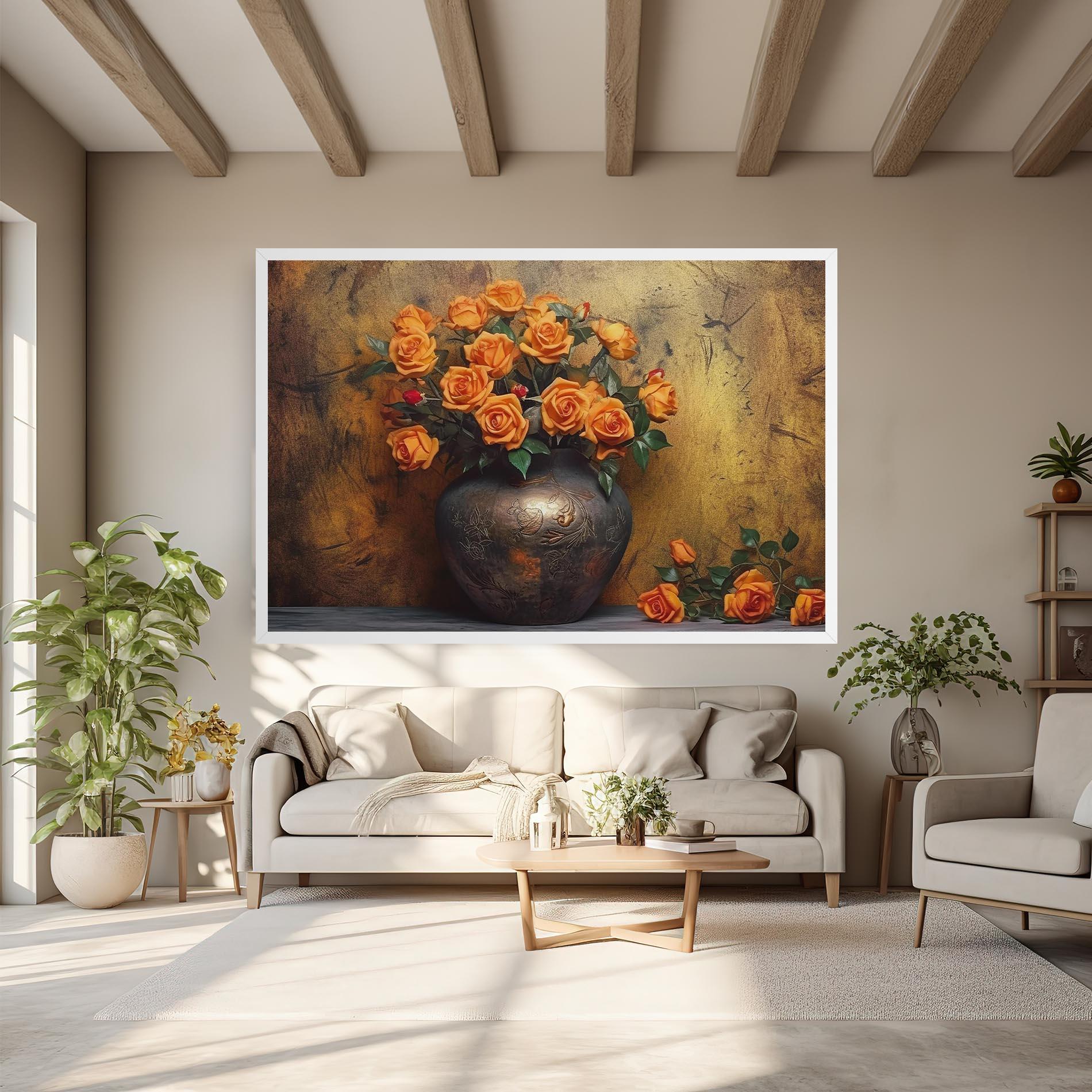 Vászonkép Orange Vintage Vase mockup 6