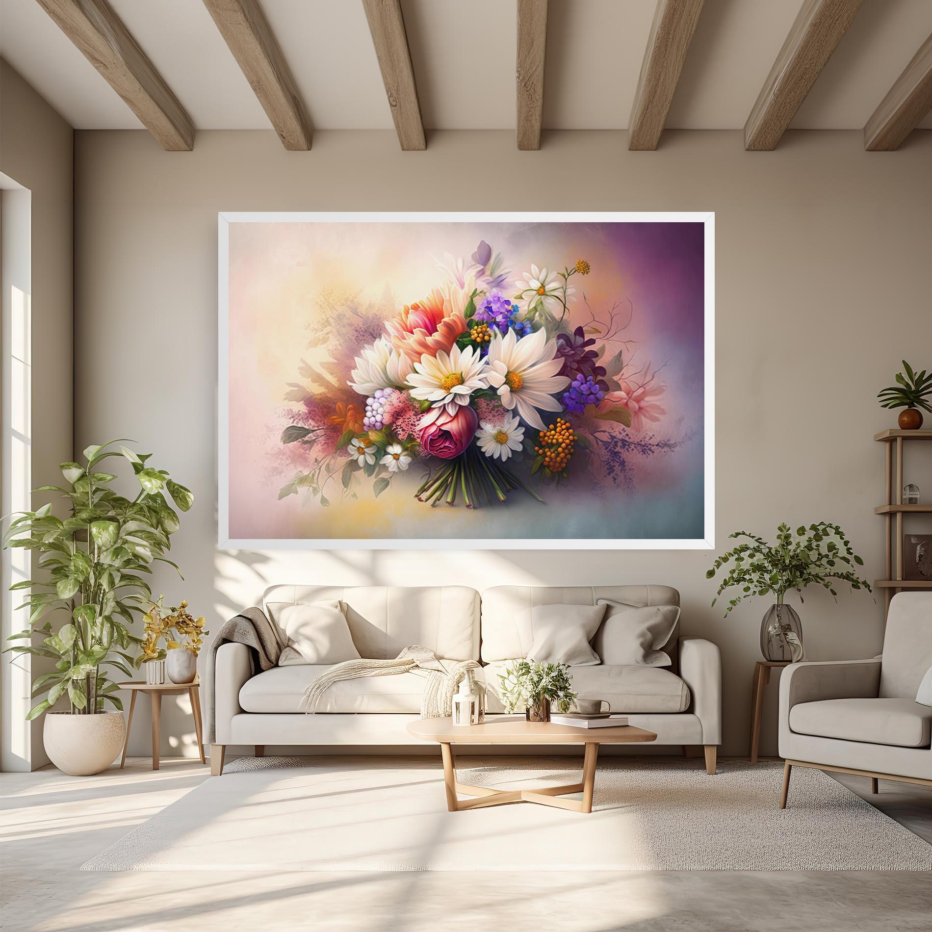 Vászonkép Vecteezy_ai Generated Bouquet Of Fresh Spring Flowers On Light_23373362_865 mockup 6