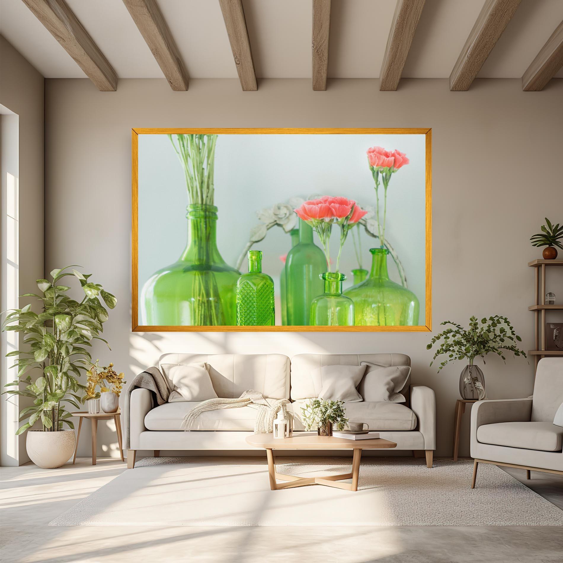 Vászonkép Green Vase Flowers mockup 6