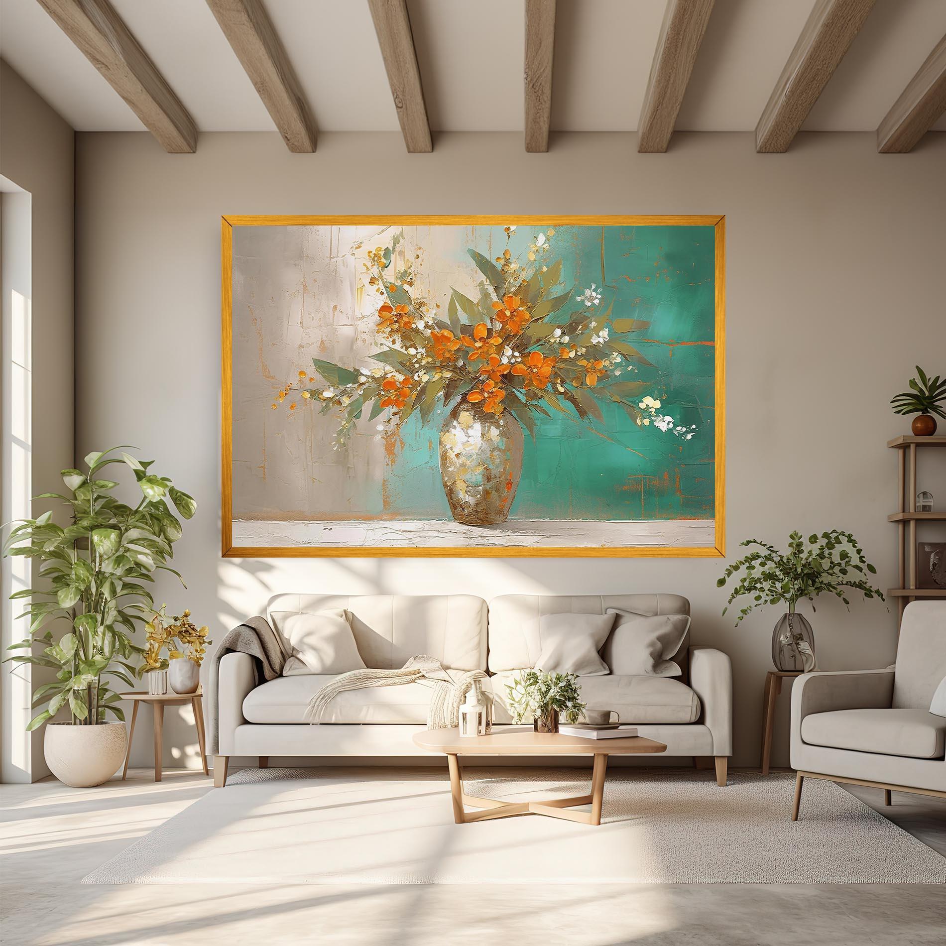 Vászonkép Grey Vase Orange mockup 6