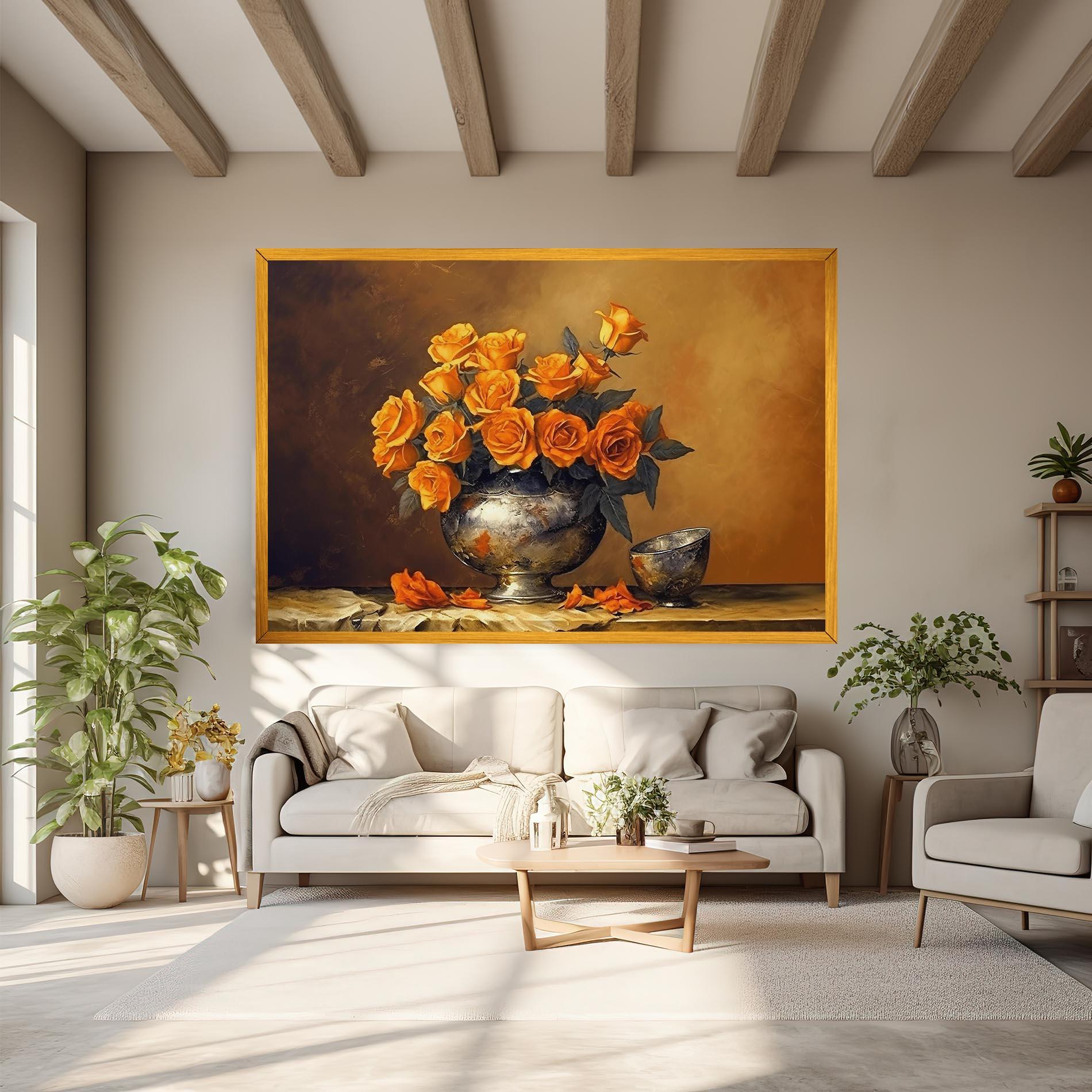 Vászonkép Orange Rose Vase mockup 6