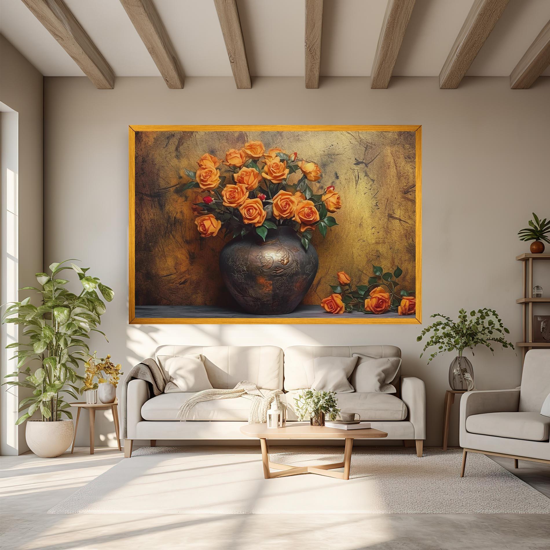 Vászonkép Orange Vintage Vase mockup 6