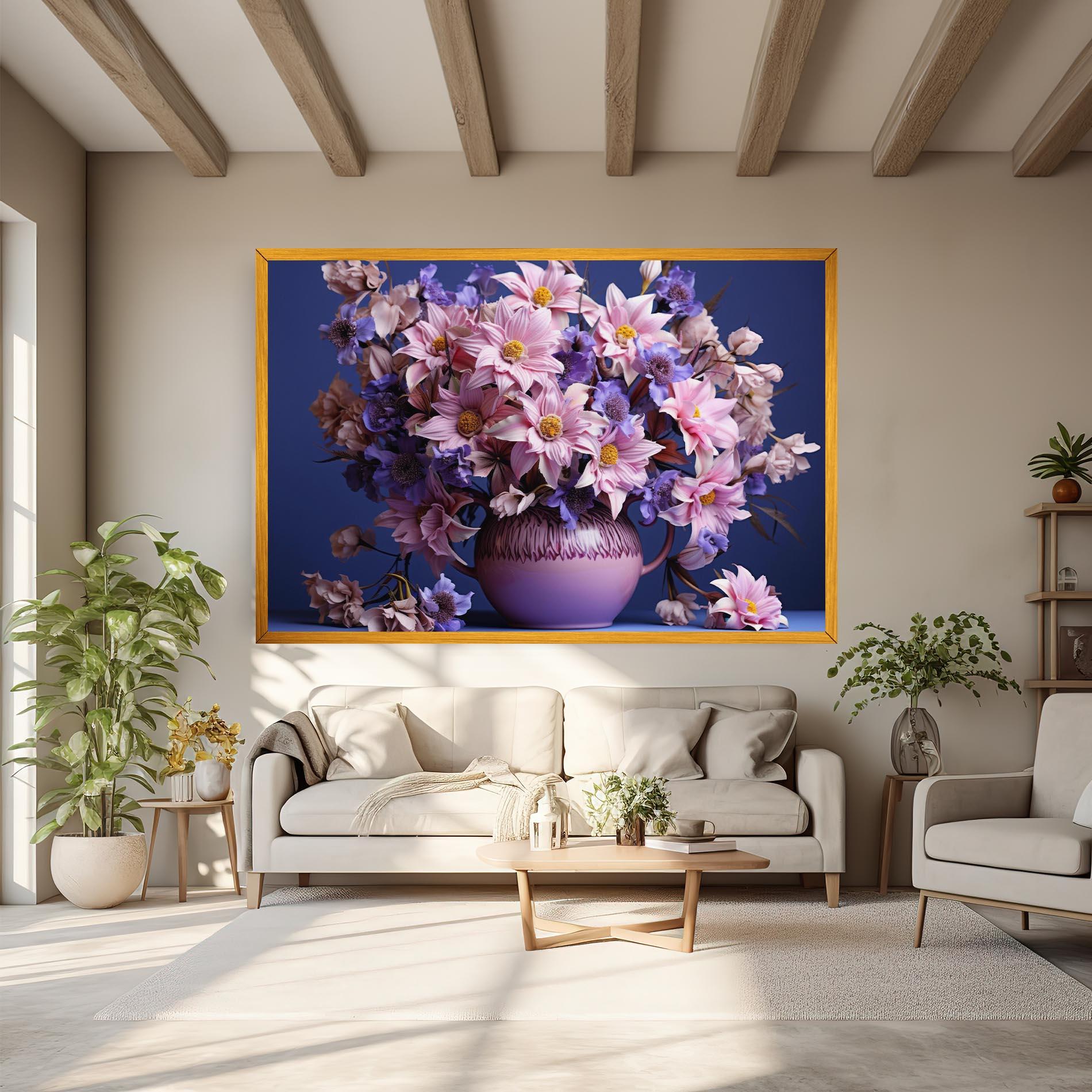 Vászonkép Purple Vase Flowers mockup 6