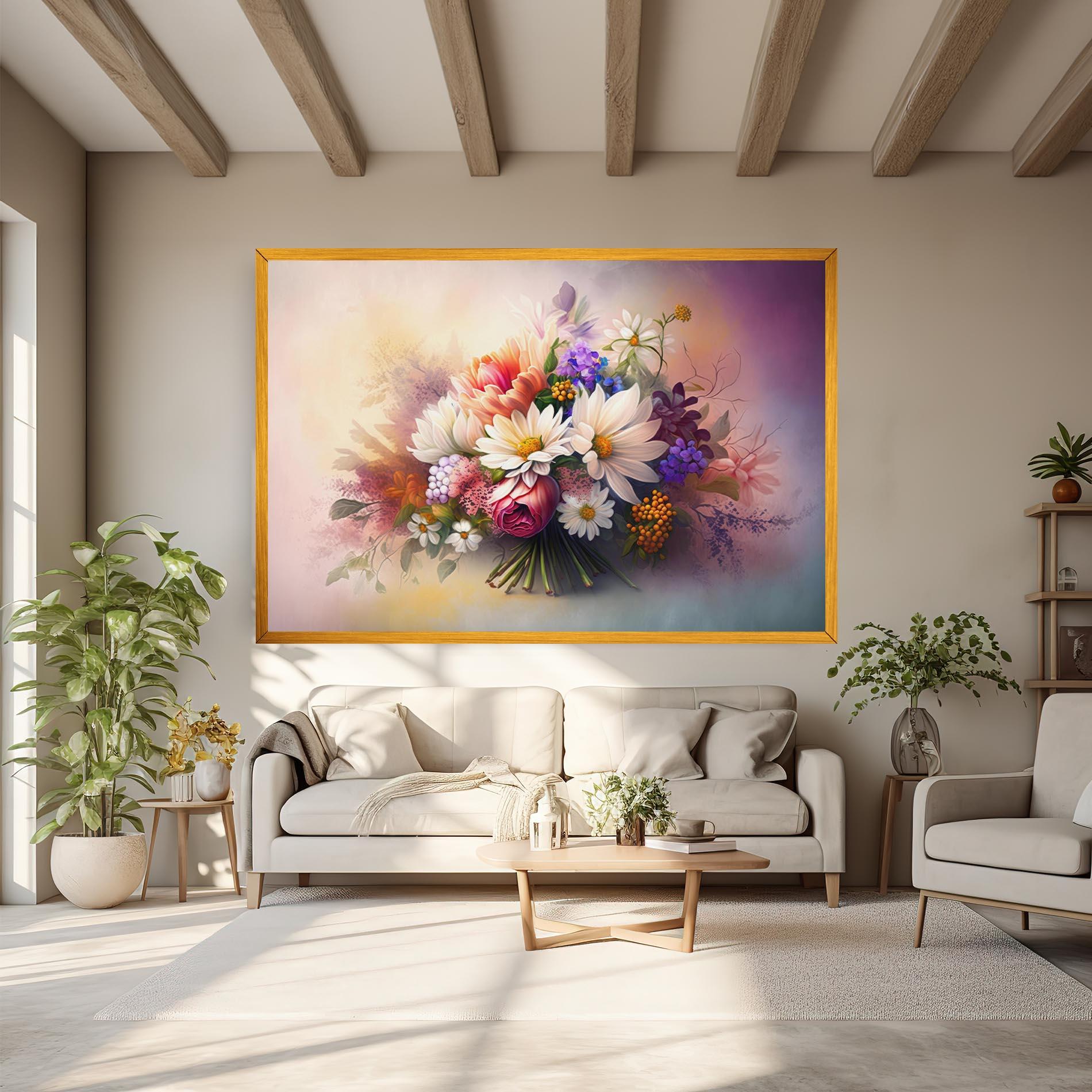 Vászonkép Vecteezy_ai Generated Bouquet Of Fresh Spring Flowers On Light_23373362_865 mockup 6