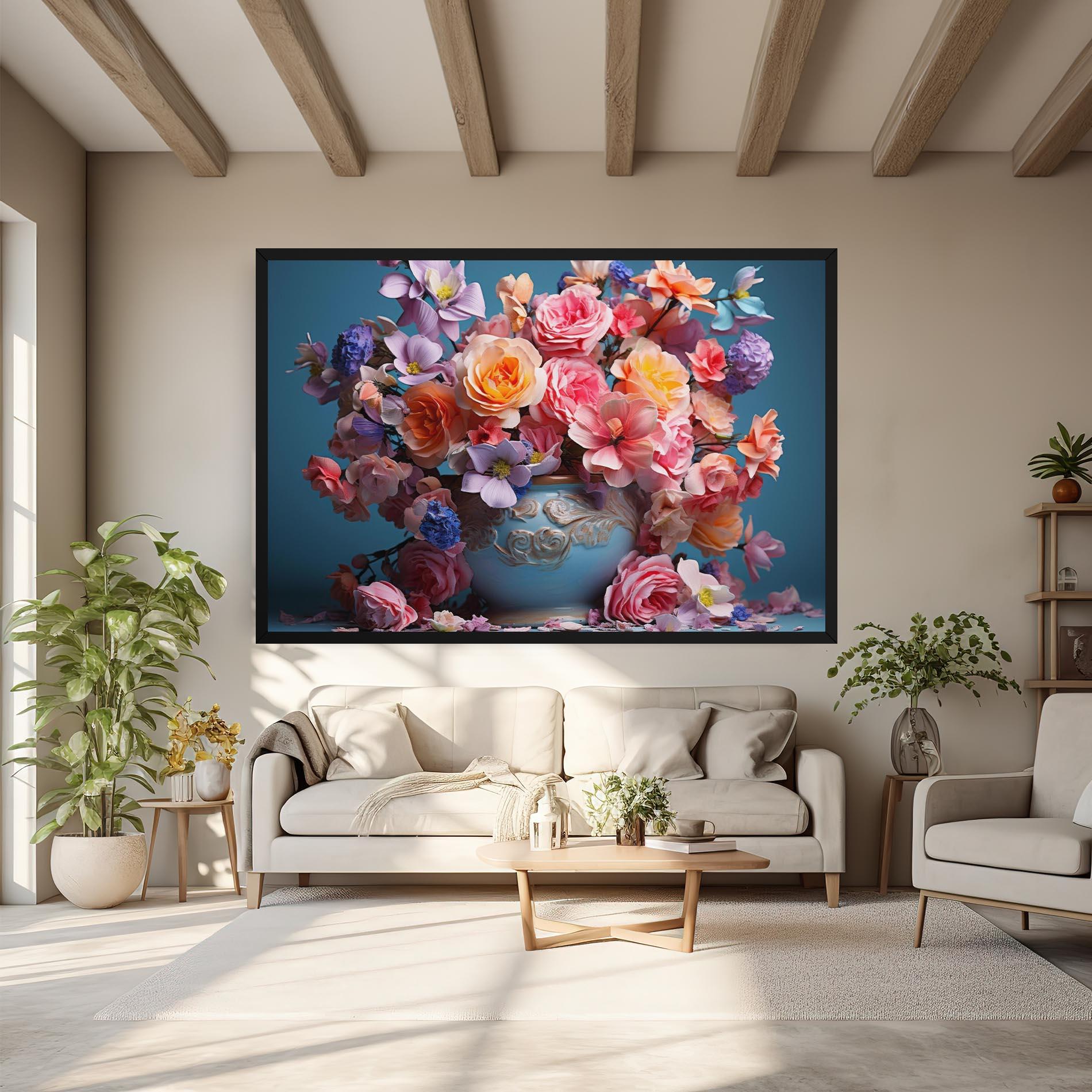 Vászonkép Blue Vase Flowers mockup 6