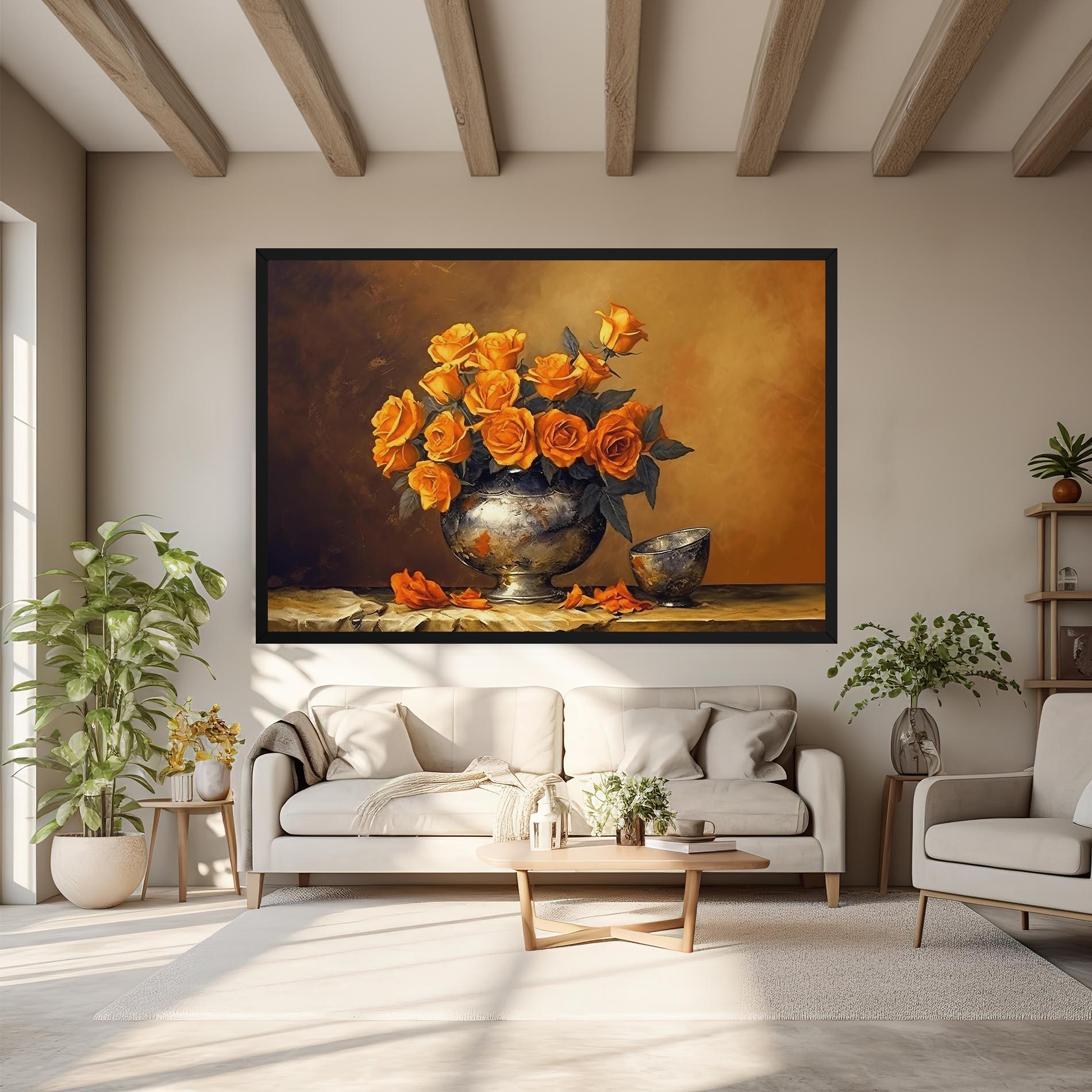 Vászonkép Orange Rose Vase mockup 6