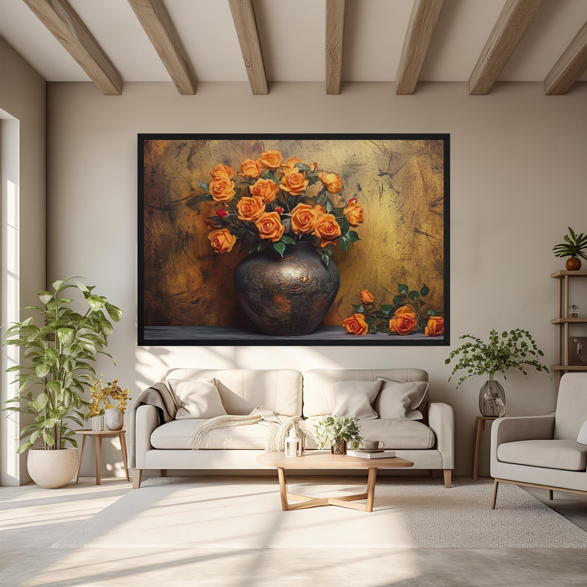 Vászonkép Orange Vintage Vase mockup 6