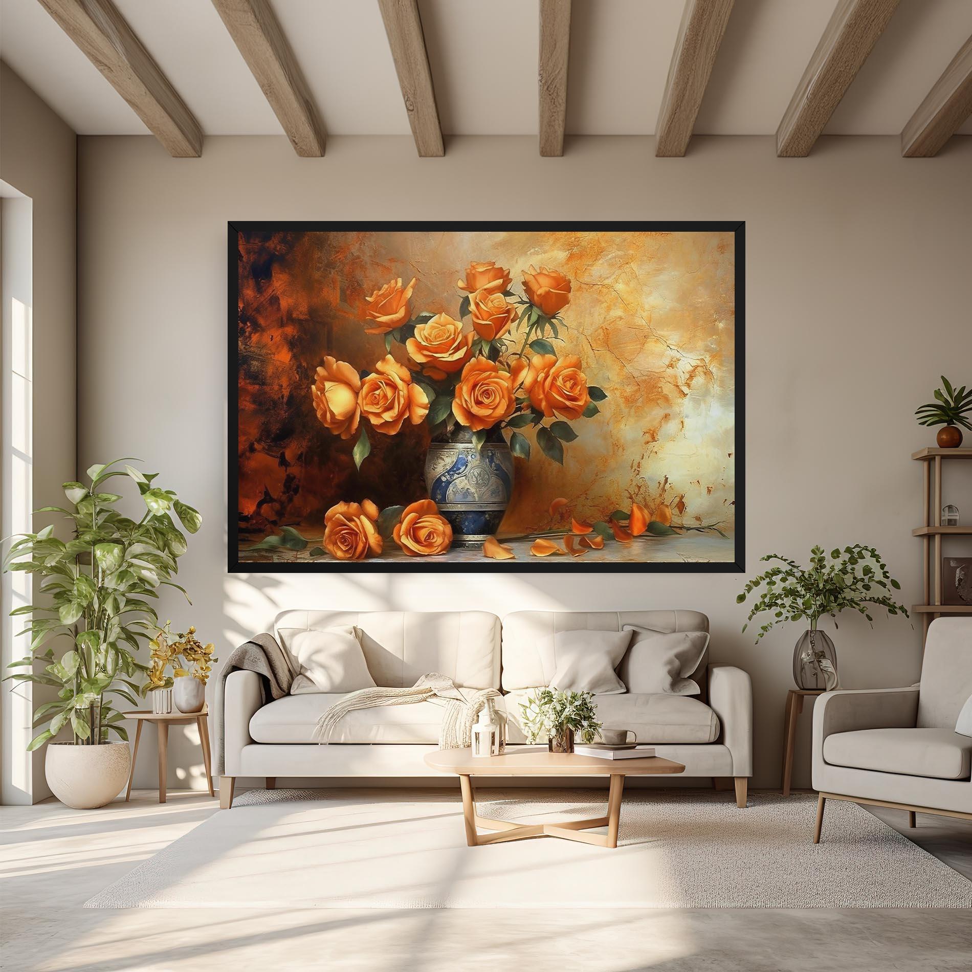 Vászonkép Pretty Orange Rose Vase mockup 6