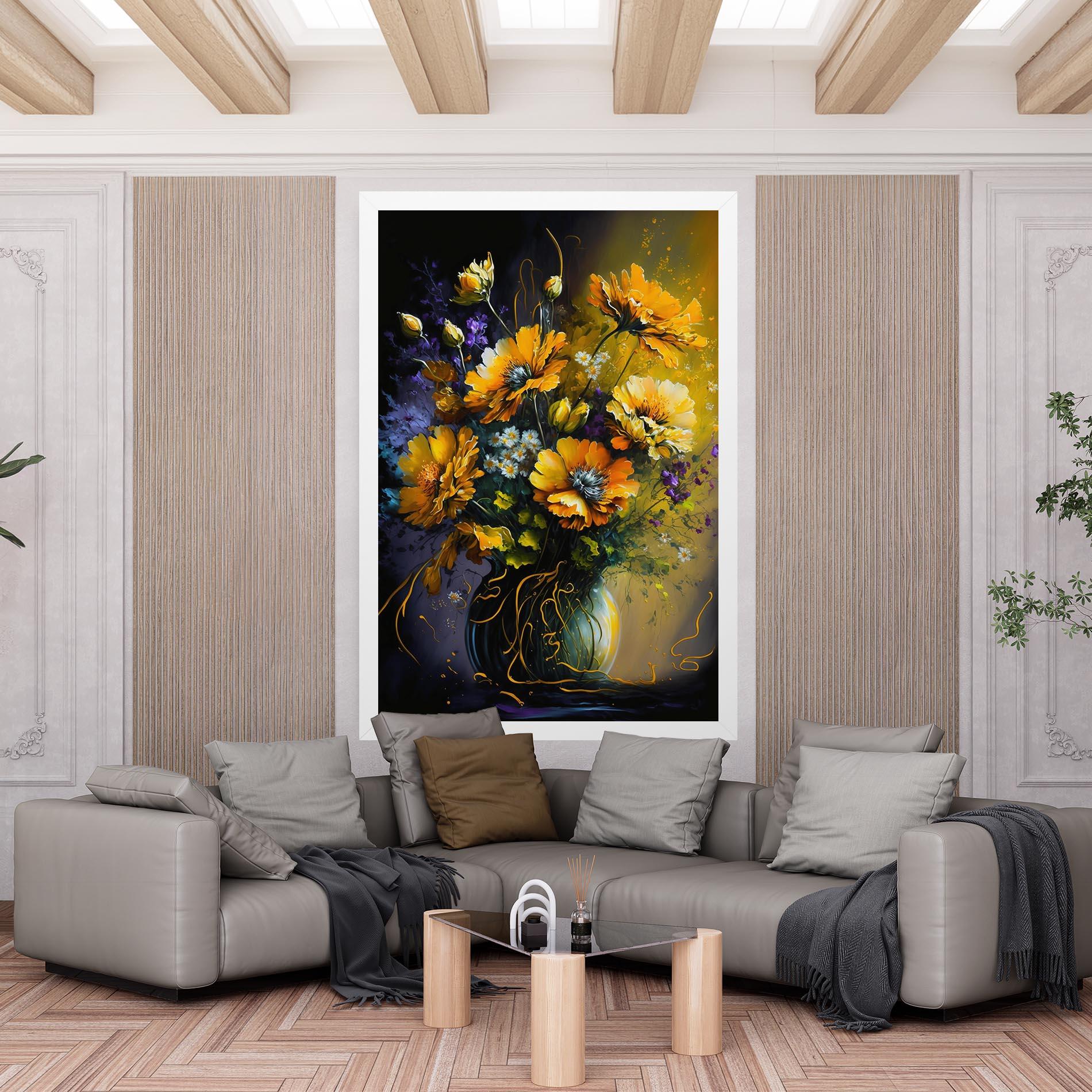 Vászonkép Yellow Flower Art Vase mockup 6