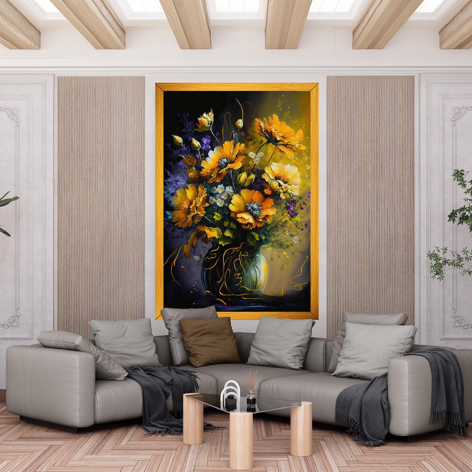 Vászonkép Yellow Flower Art Vase mockup 6