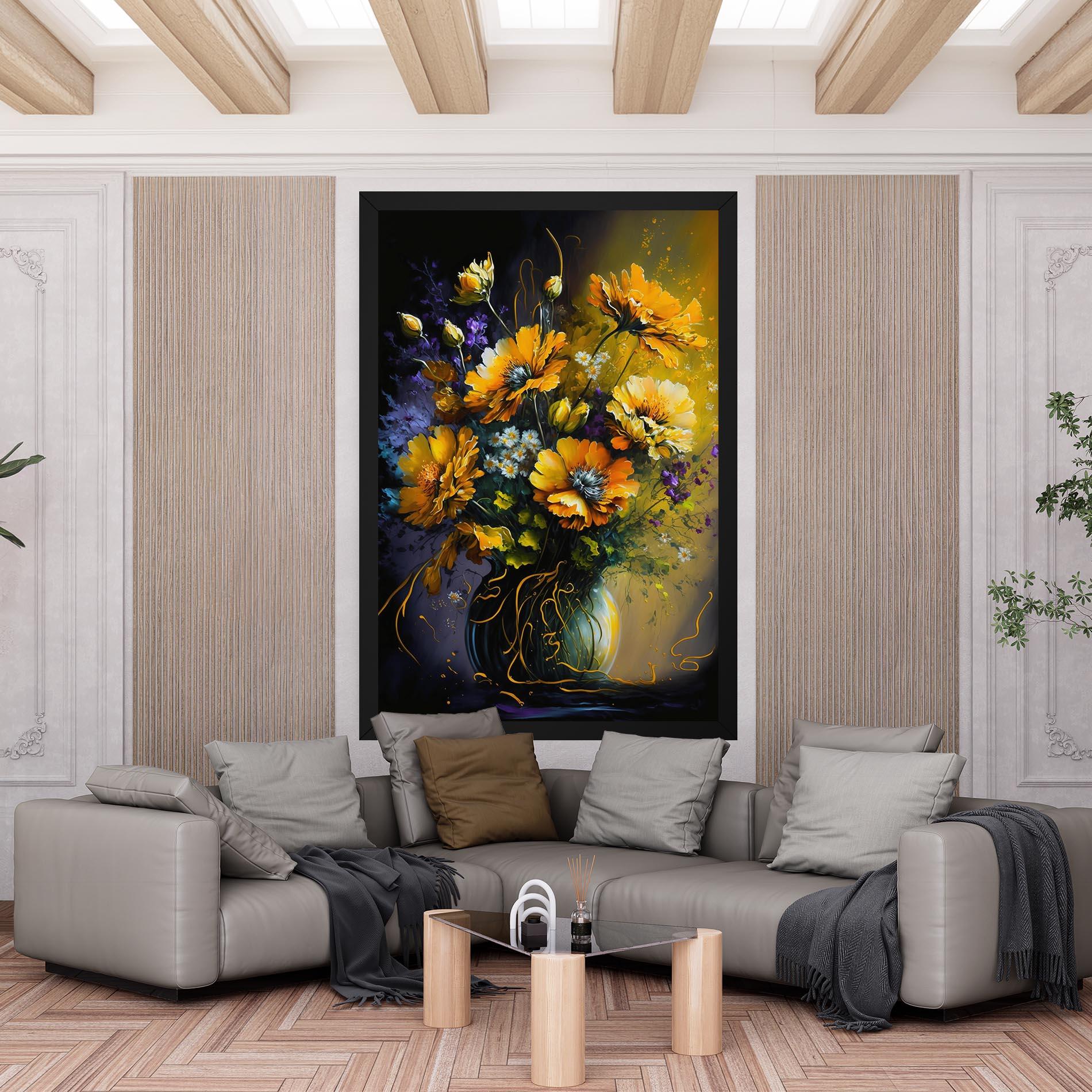 Vászonkép Yellow Flower Art Vase mockup 6