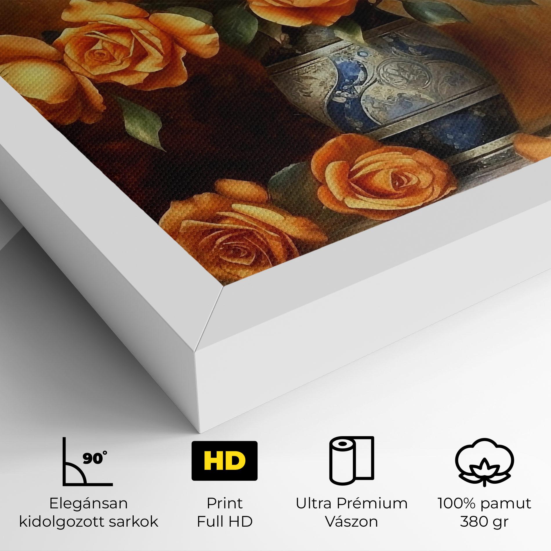 Vászonkép Pretty Orange Rose Vase mockup 4