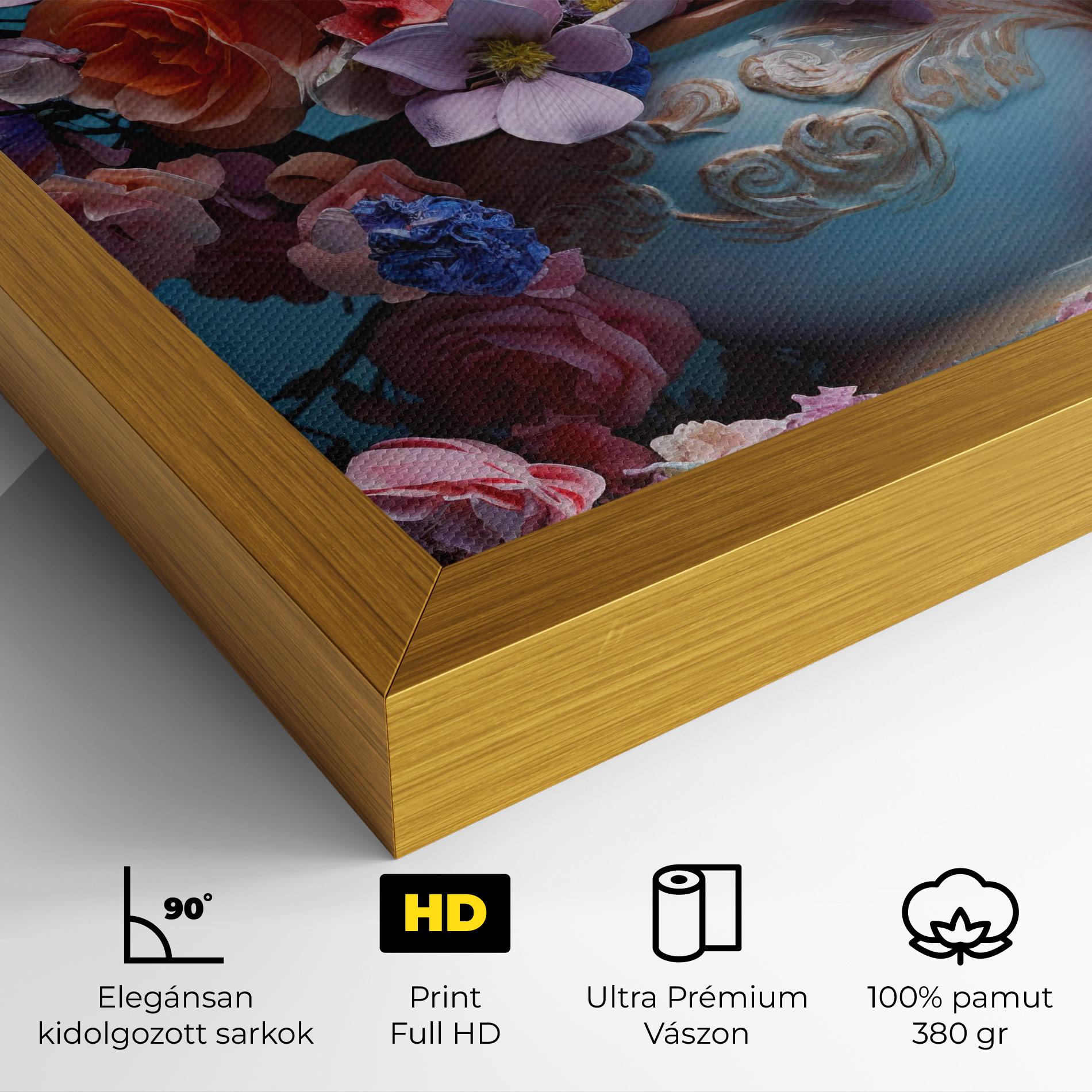 Vászonkép Blue Vase Flowers mockup 4