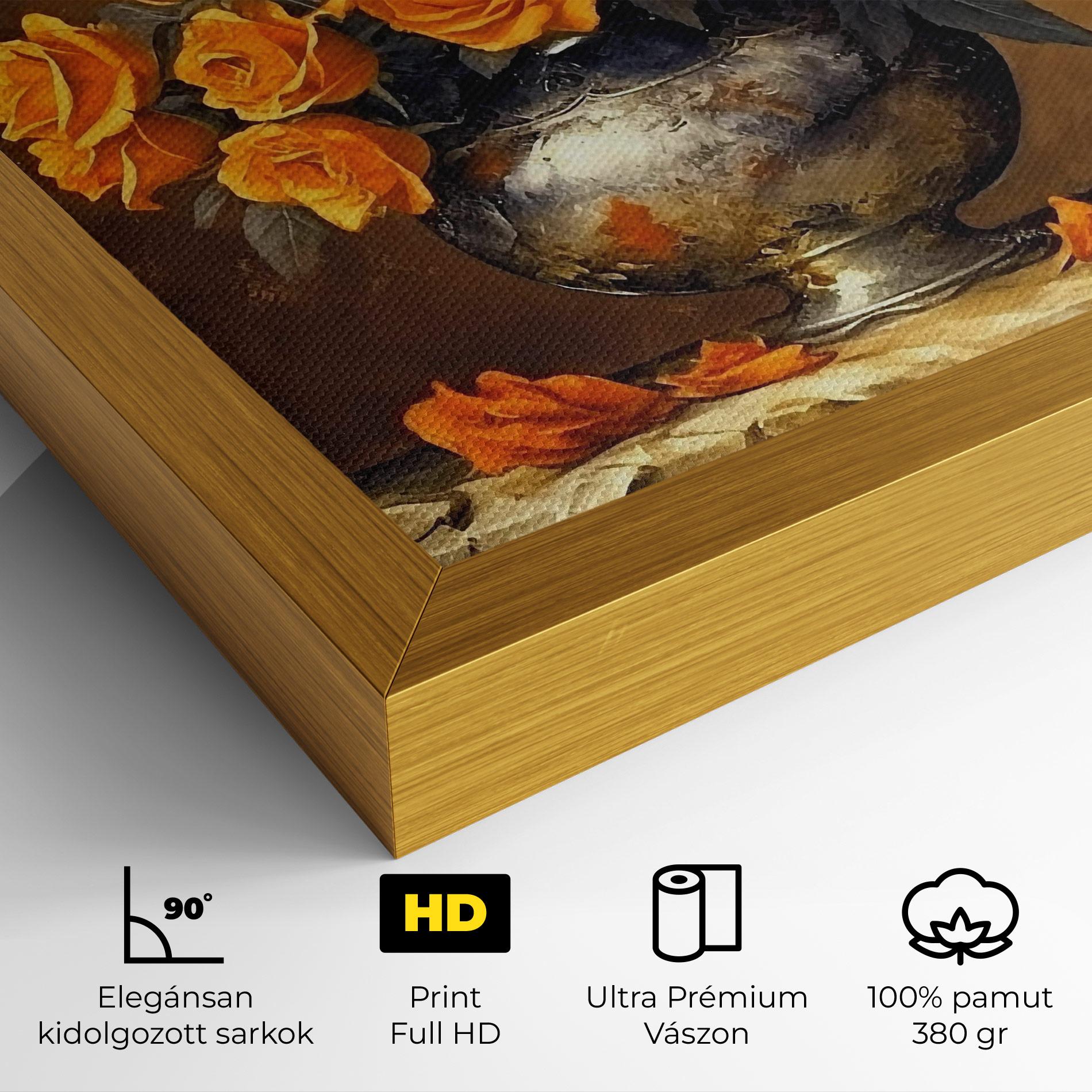Vászonkép Orange Rose Vase mockup 4