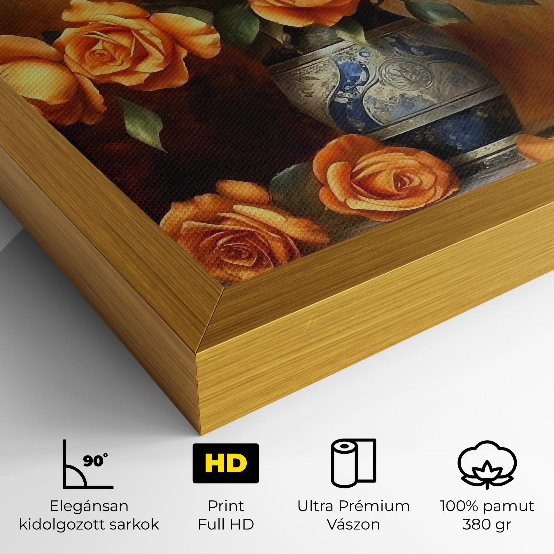 Vászonkép Pretty Orange Rose Vase mockup 4