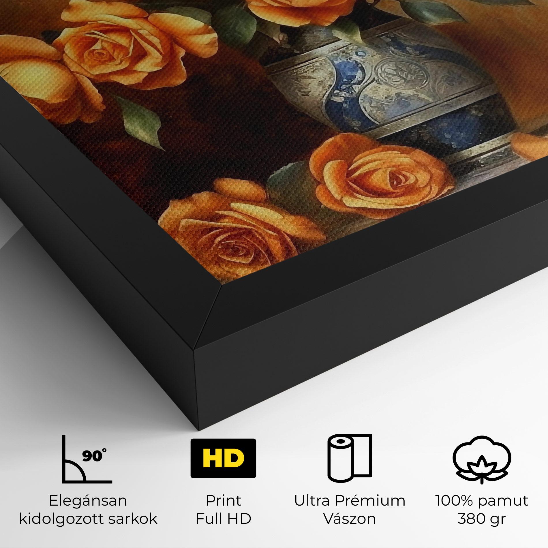 Vászonkép Pretty Orange Rose Vase mockup 4