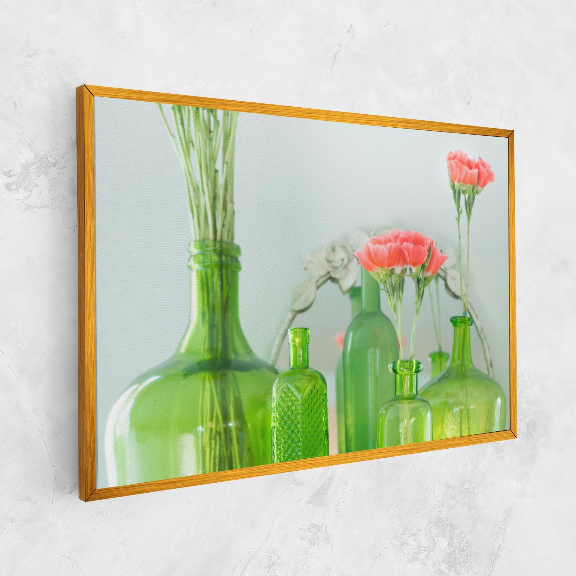 Vászonkép Green Vase Flowers mockup 1
