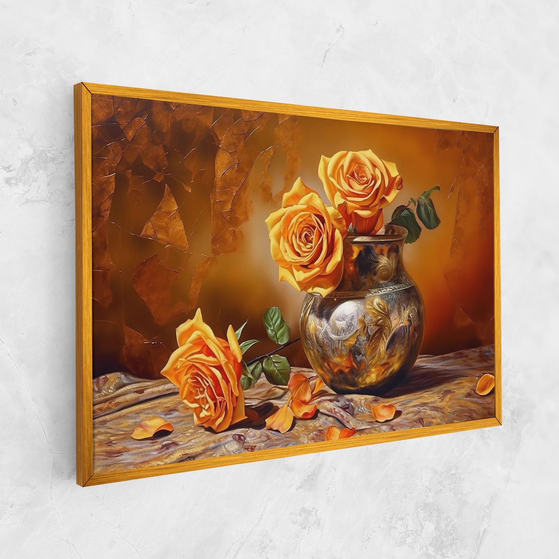 Vászonkép Orange Roses Vase mockup 1