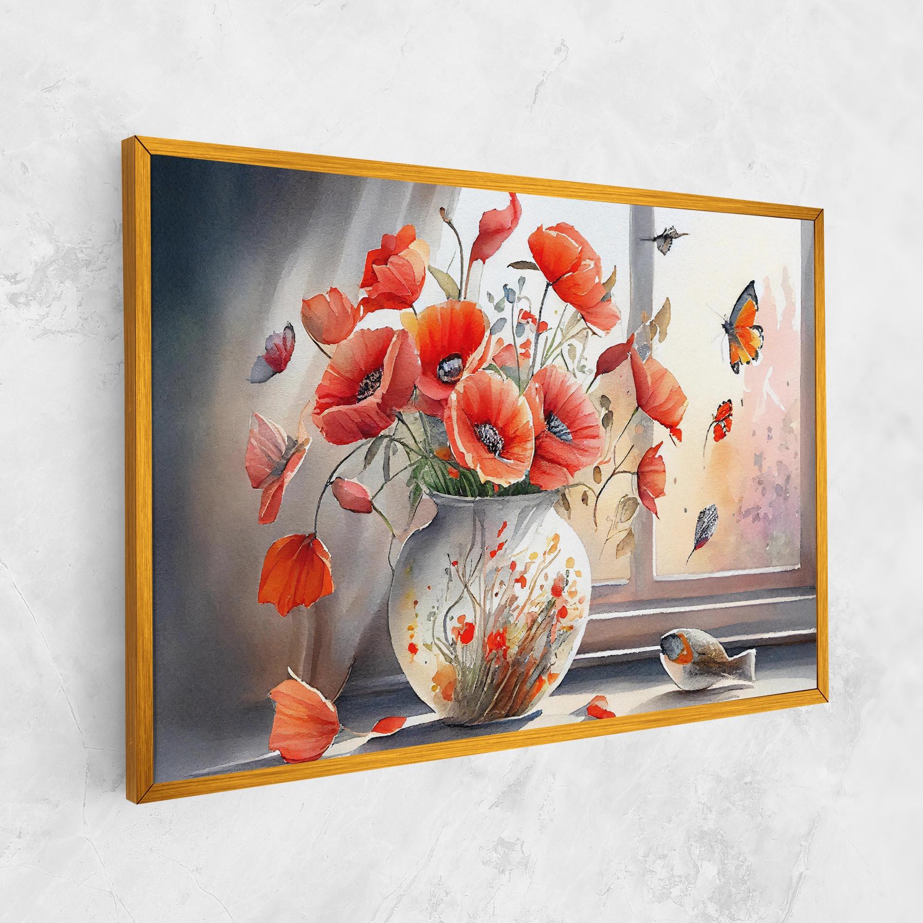 Vászonkép Poppies Vase mockup 1