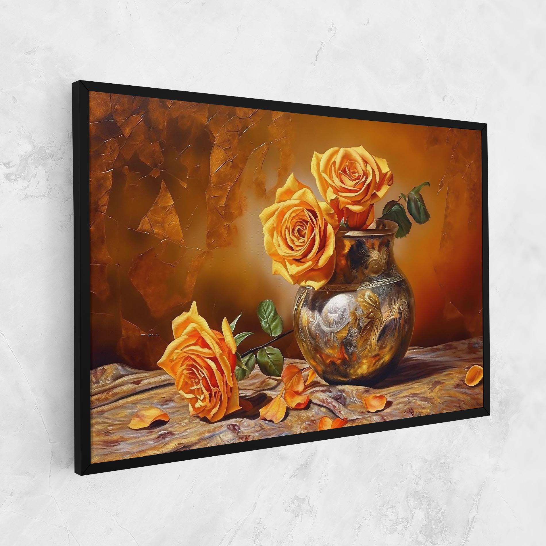 Vászonkép Orange Roses Vase mockup 1