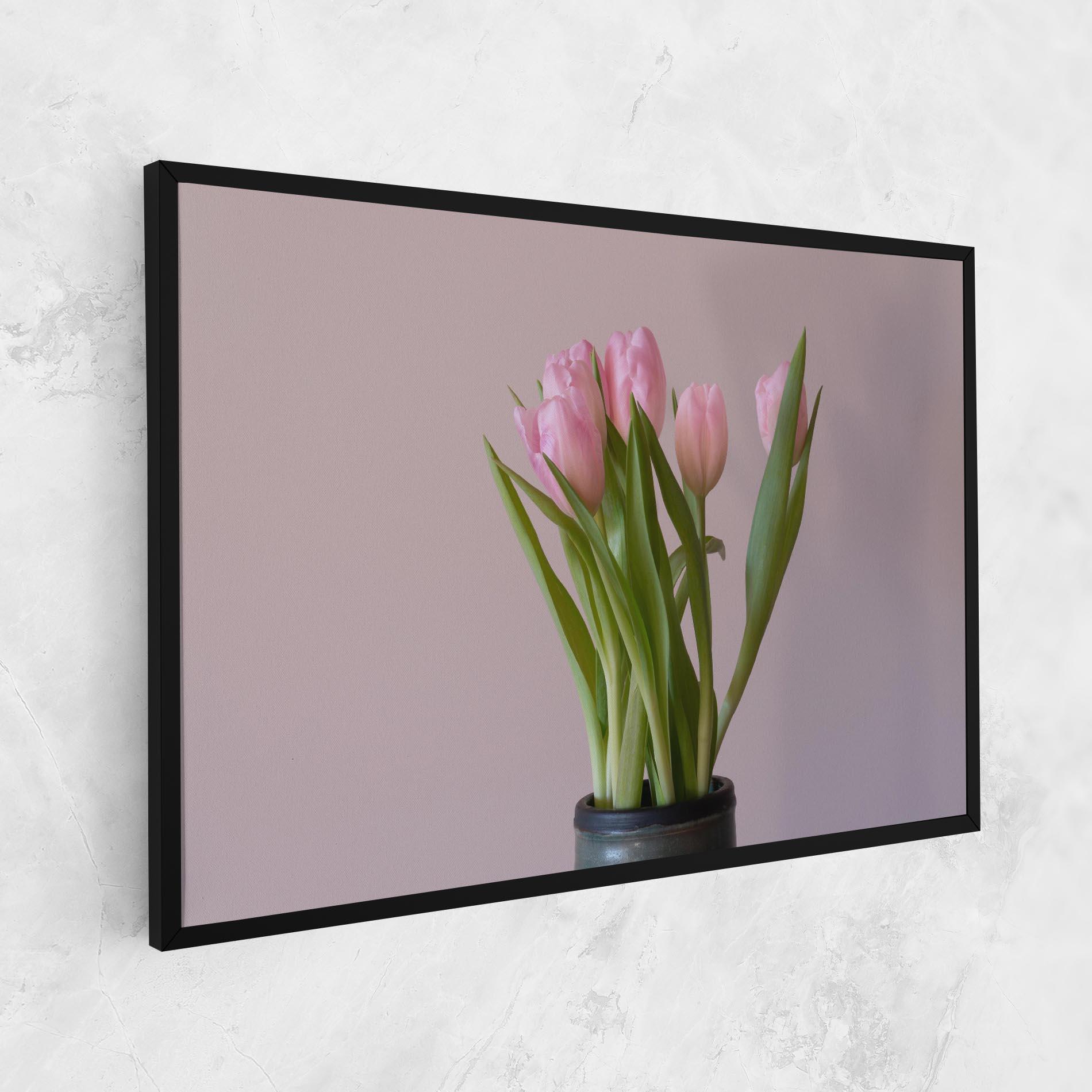 Vászonkép Pink Tulips Vase mockup 1