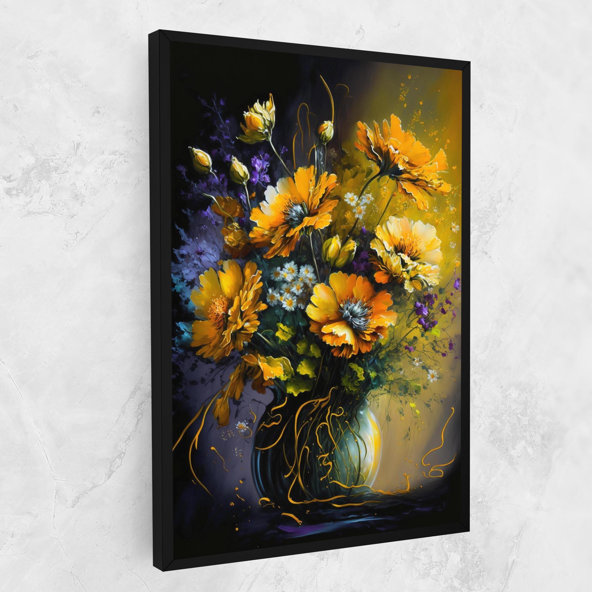Vászonkép Yellow Flower Art Vase mockup 1