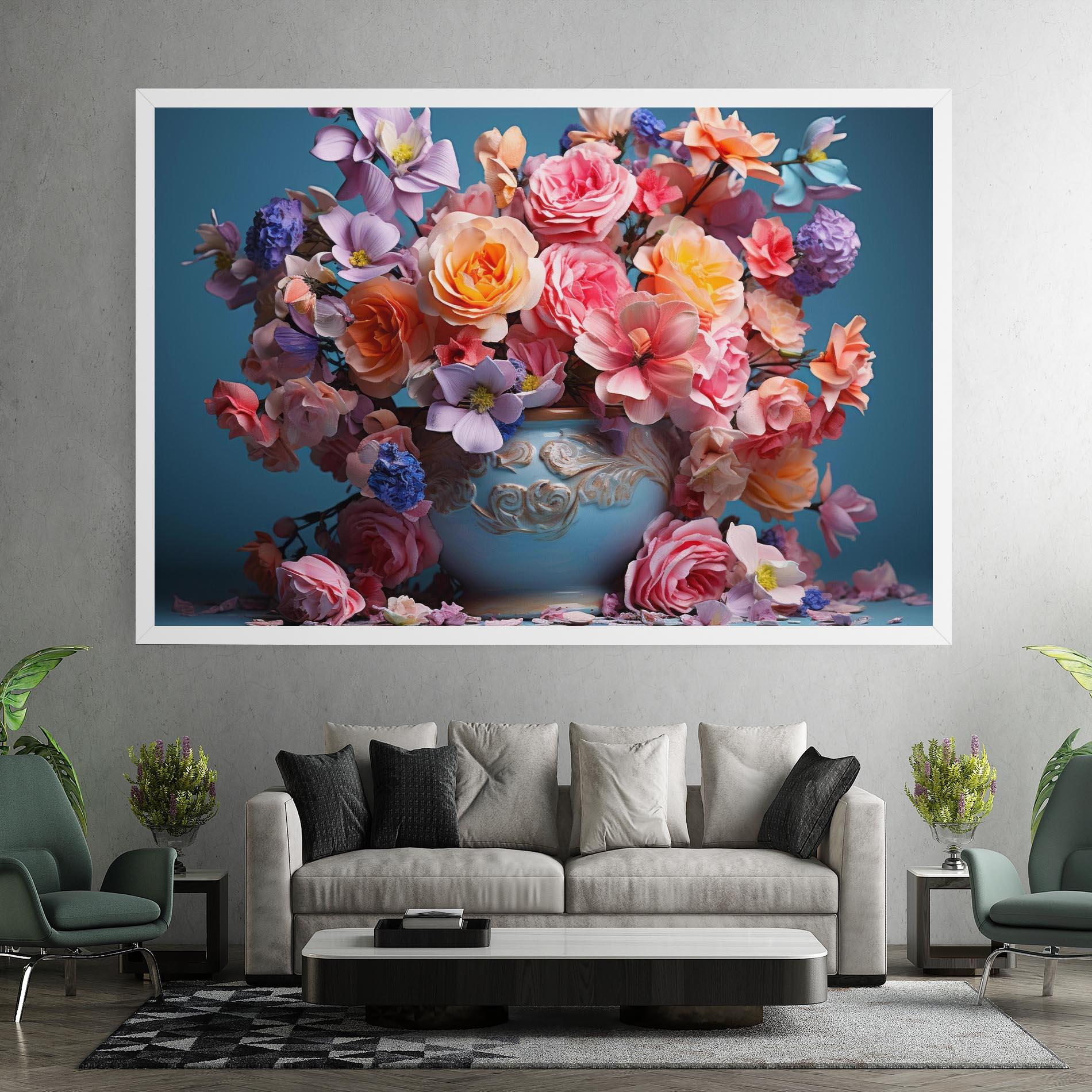 Vászonkép Blue Vase Flowers mockup 7