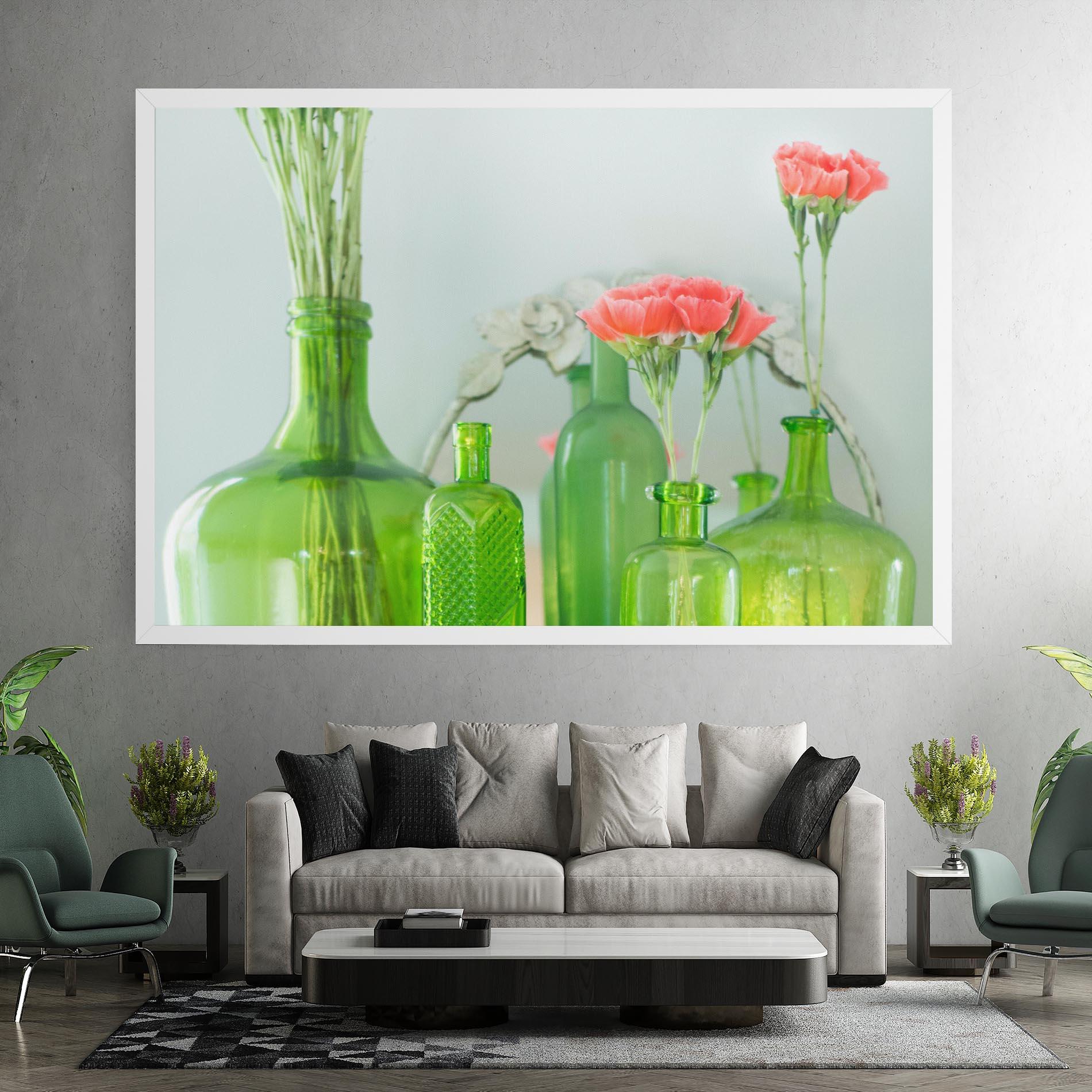 Vászonkép Green Vase Flowers mockup 7