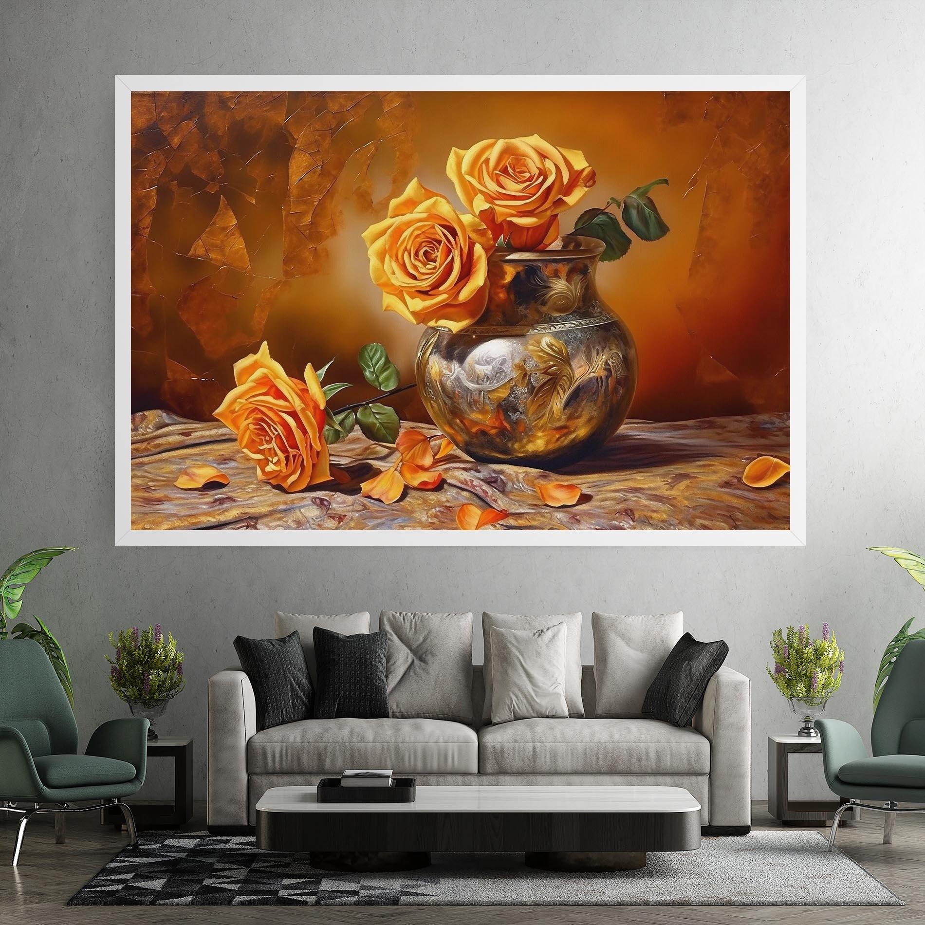 Vászonkép Orange Roses Vase mockup 7