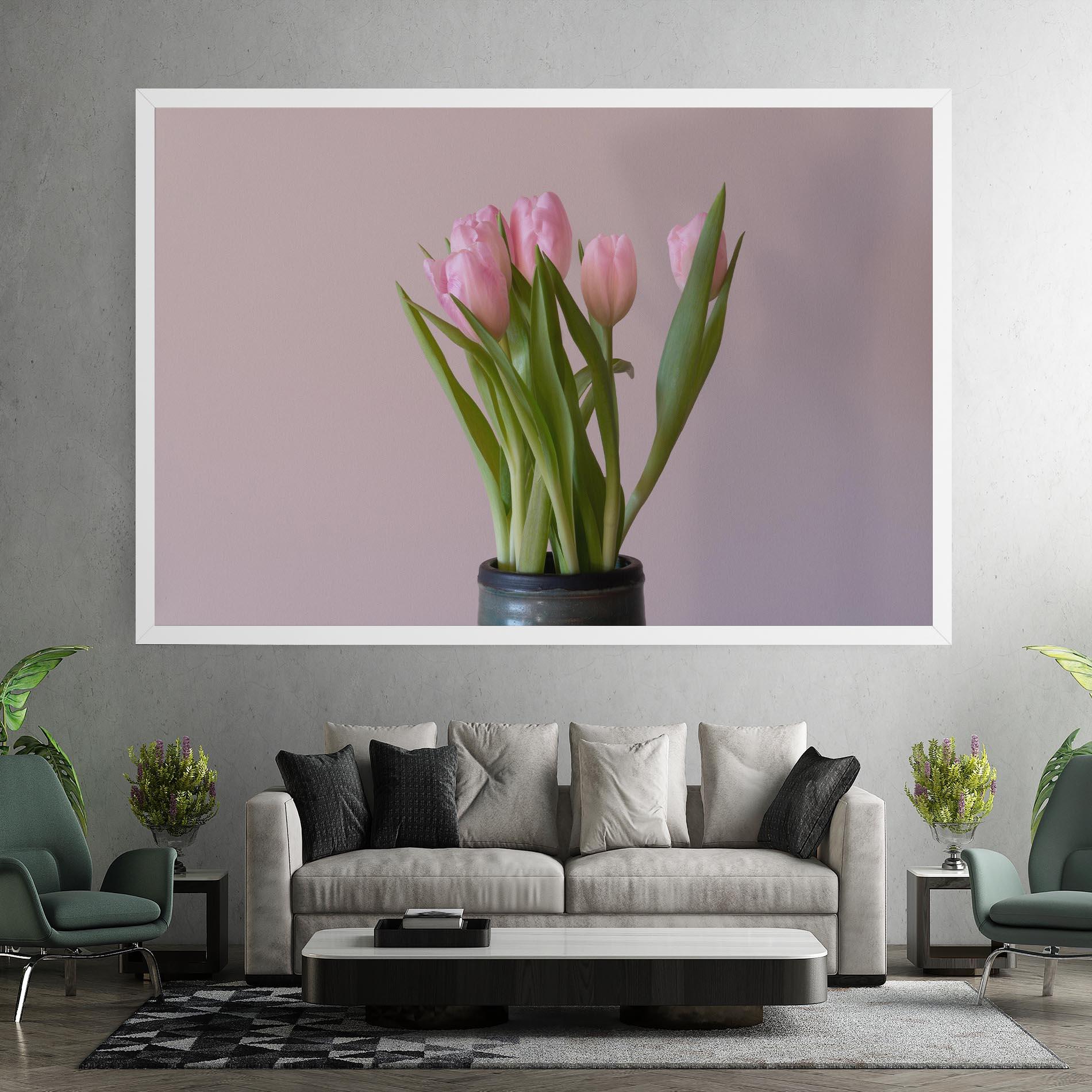Vászonkép Pink Tulips Vase mockup 7