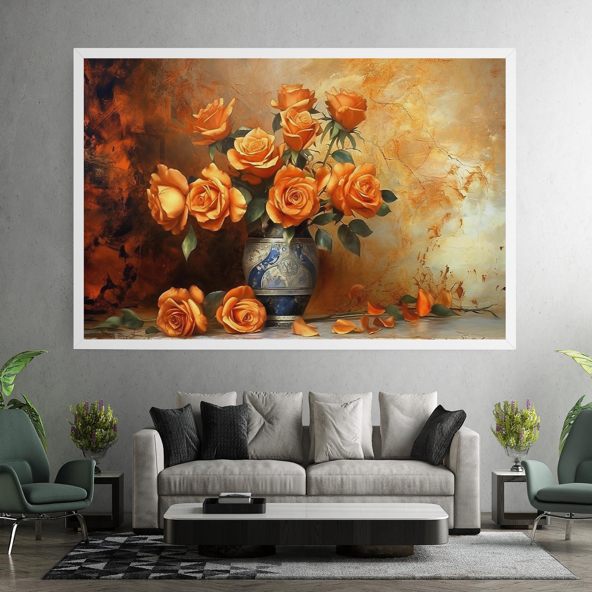 Vászonkép Pretty Orange Rose Vase mockup 7
