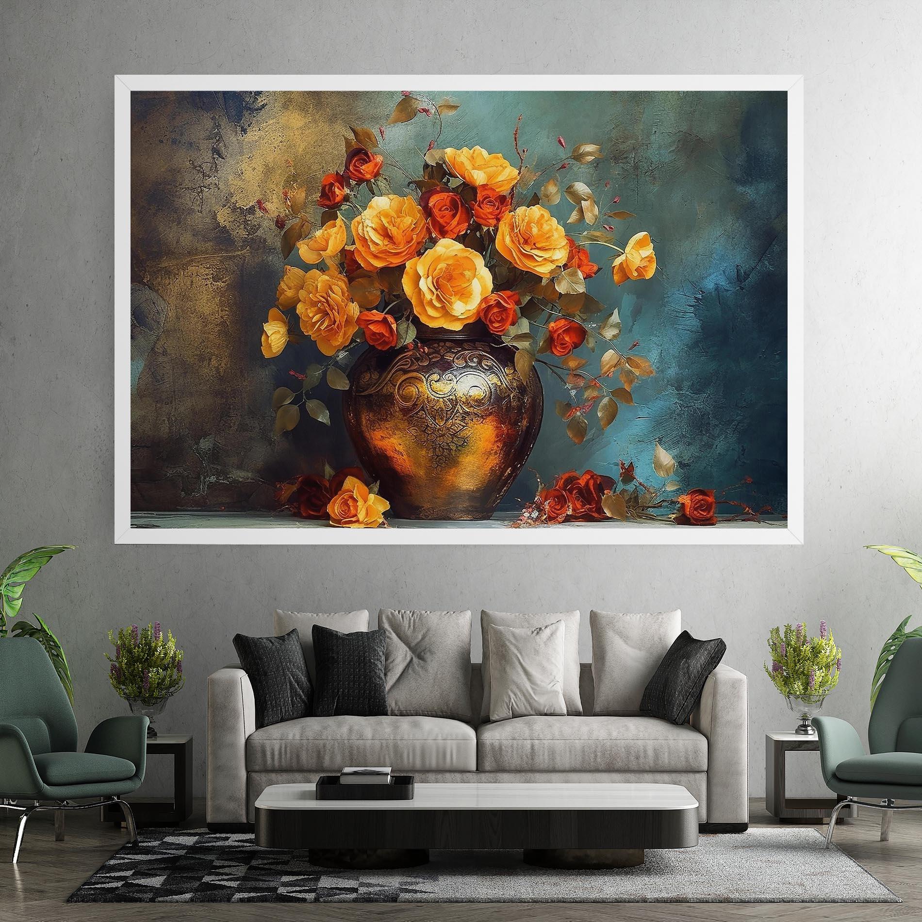 Vászonkép Red Orange Flower Vase mockup 7