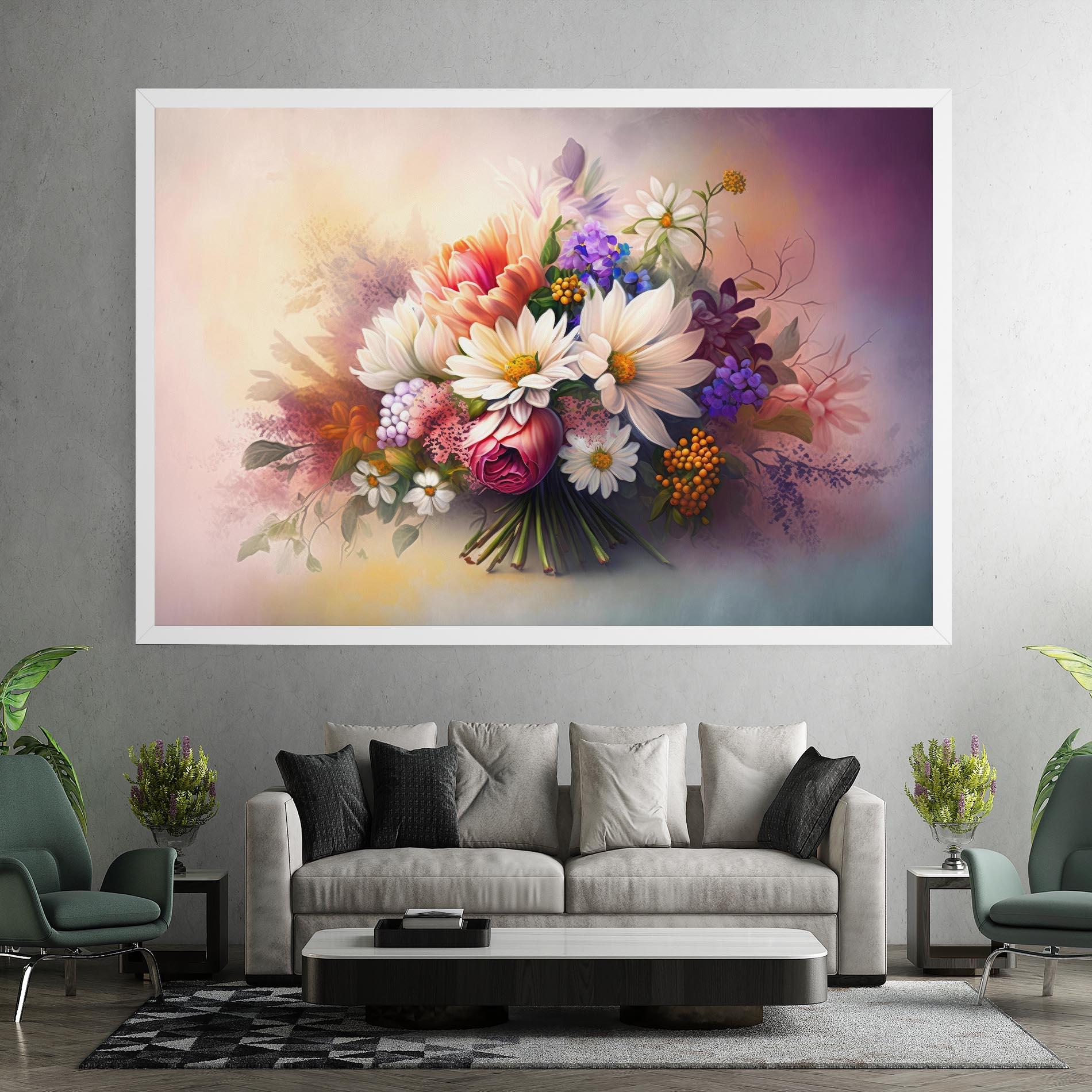 Vászonkép Vecteezy_ai Generated Bouquet Of Fresh Spring Flowers On Light_23373362_865 mockup 7