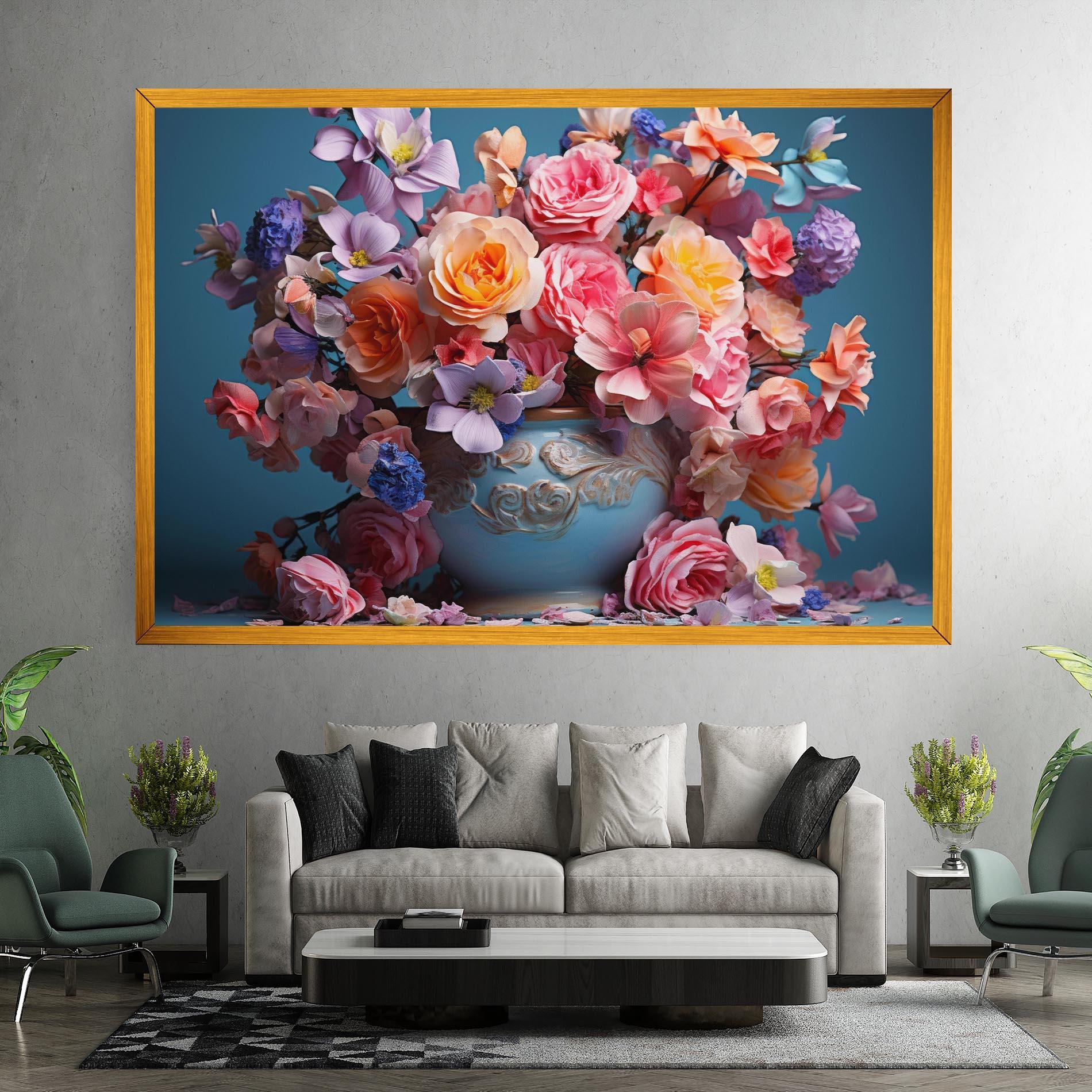 Vászonkép Blue Vase Flowers mockup 7