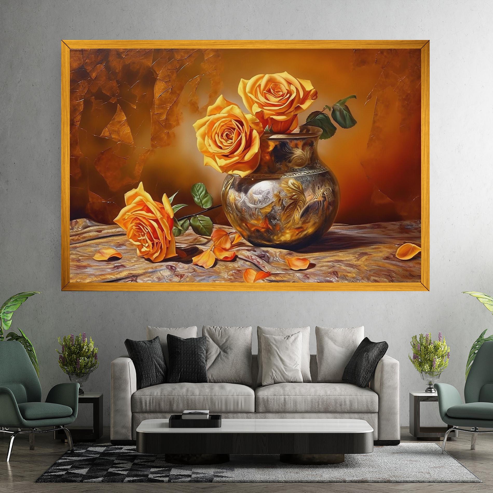Vászonkép Orange Roses Vase mockup 7