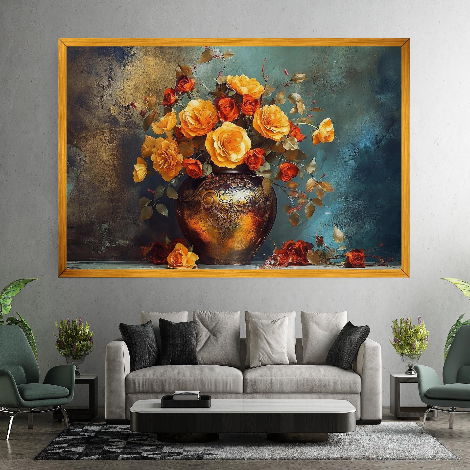 Vászonkép Red Orange Flower Vase mockup 7