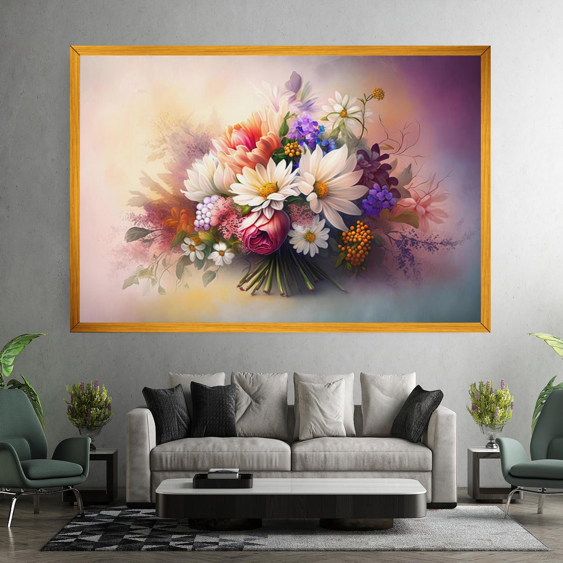 Vászonkép Vecteezy_ai Generated Bouquet Of Fresh Spring Flowers On Light_23373362_865 mockup 7