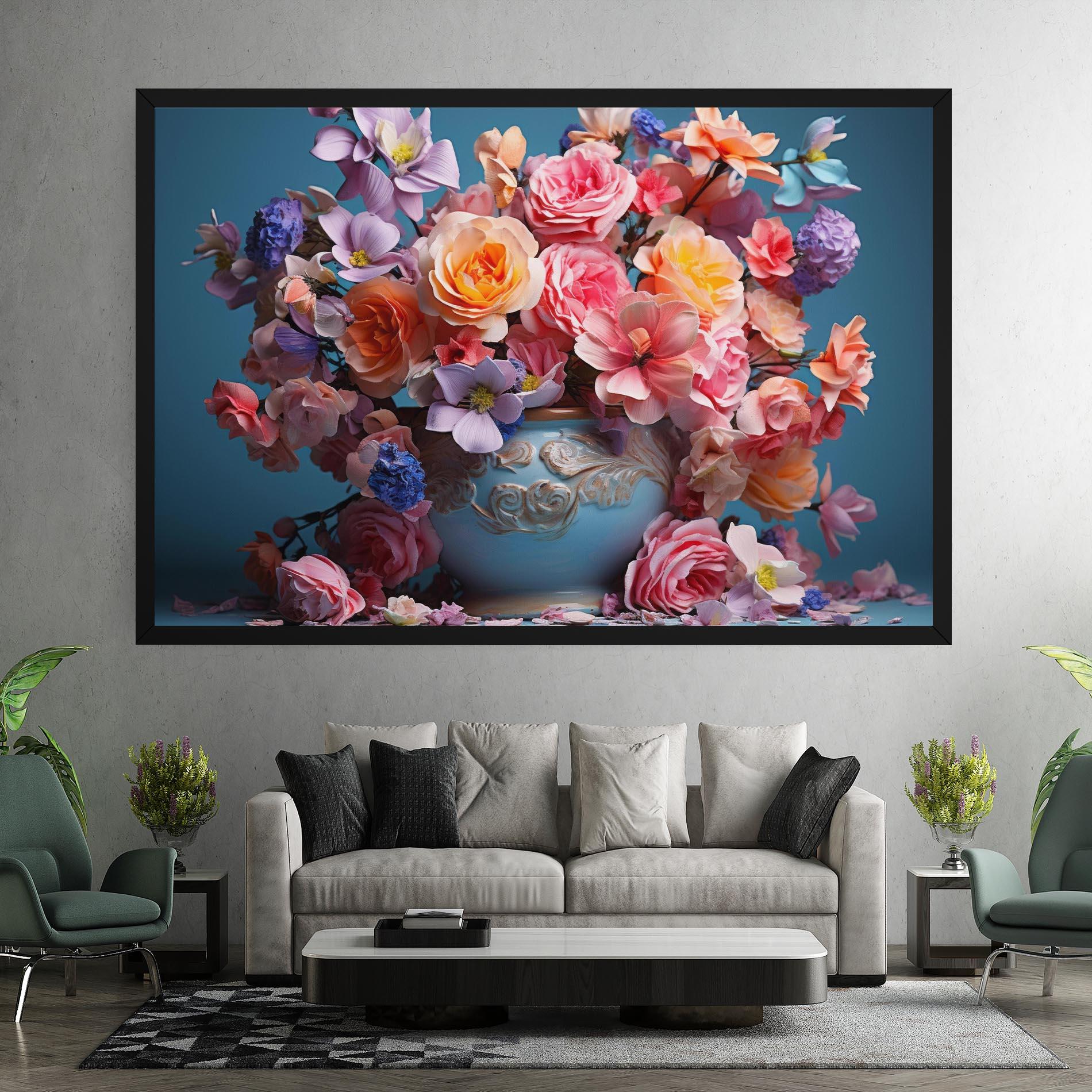 Vászonkép Blue Vase Flowers mockup 7