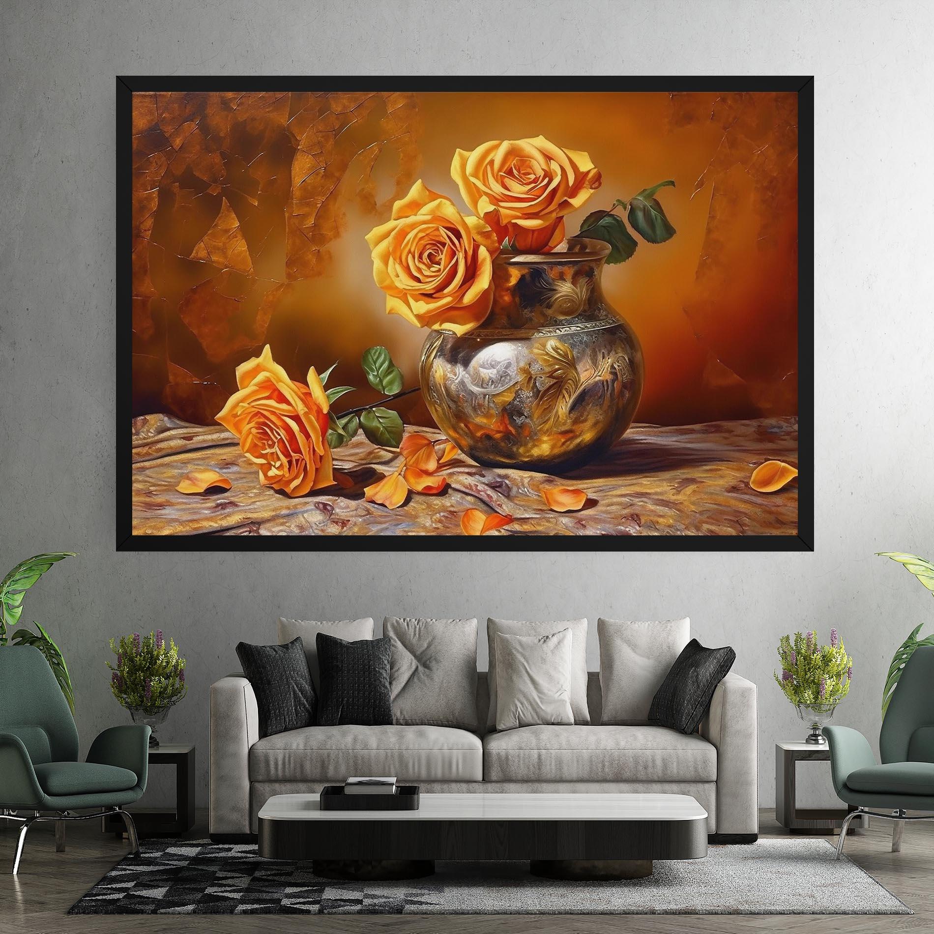 Vászonkép Orange Roses Vase mockup 7