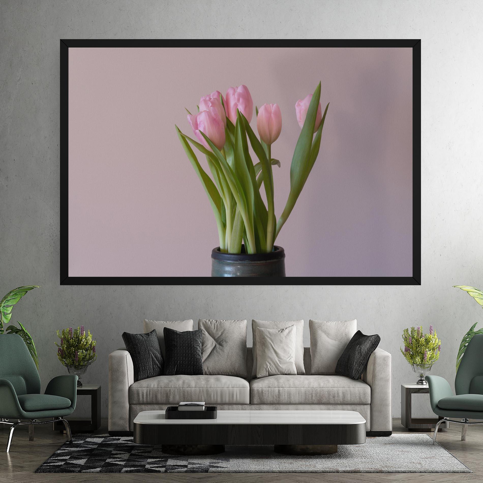 Vászonkép Pink Tulips Vase mockup 7