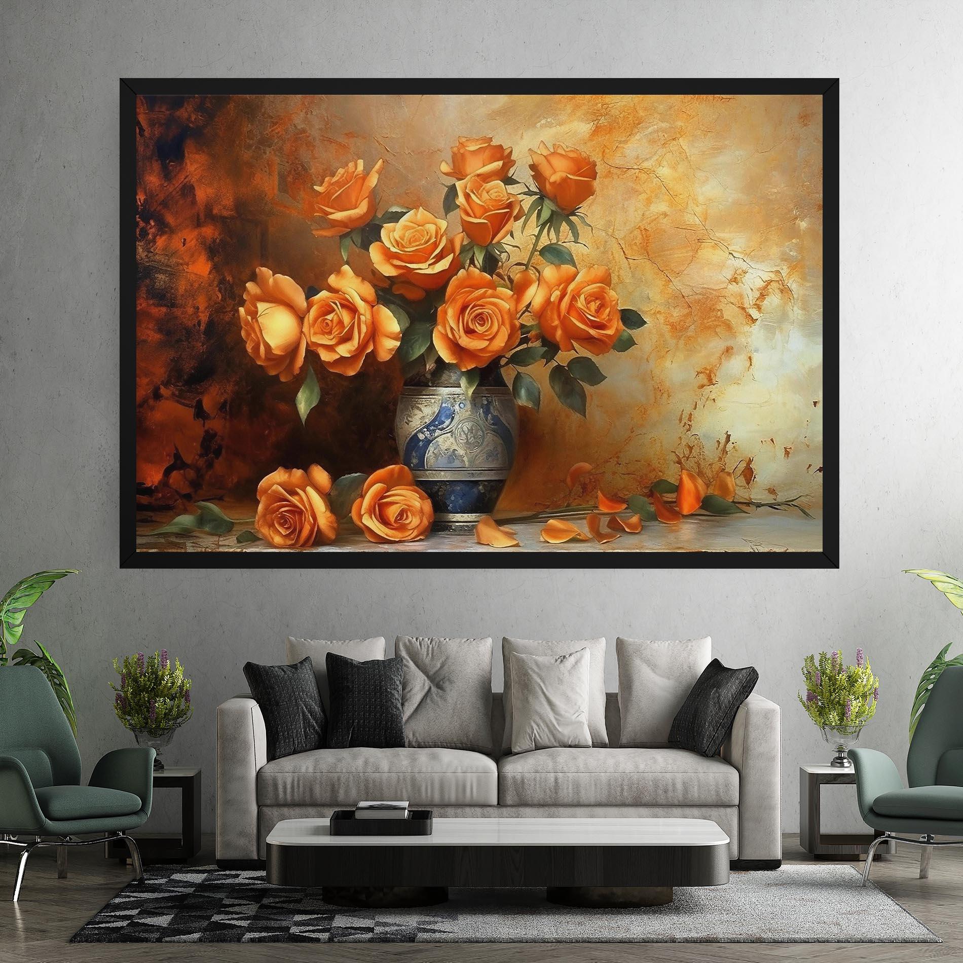 Vászonkép Pretty Orange Rose Vase mockup 7