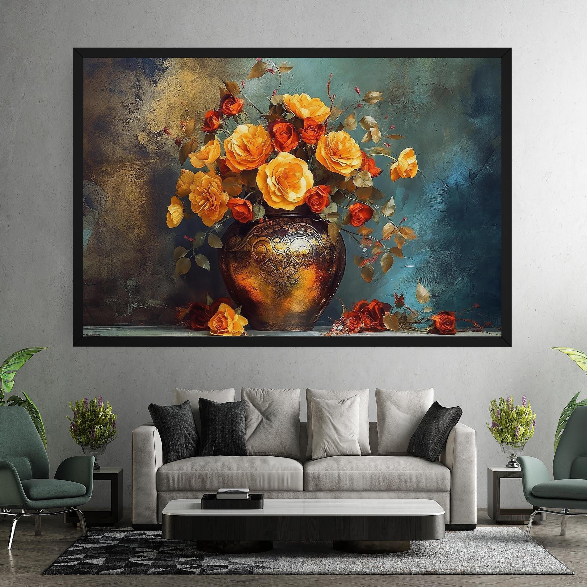 Vászonkép Red Orange Flower Vase mockup 7