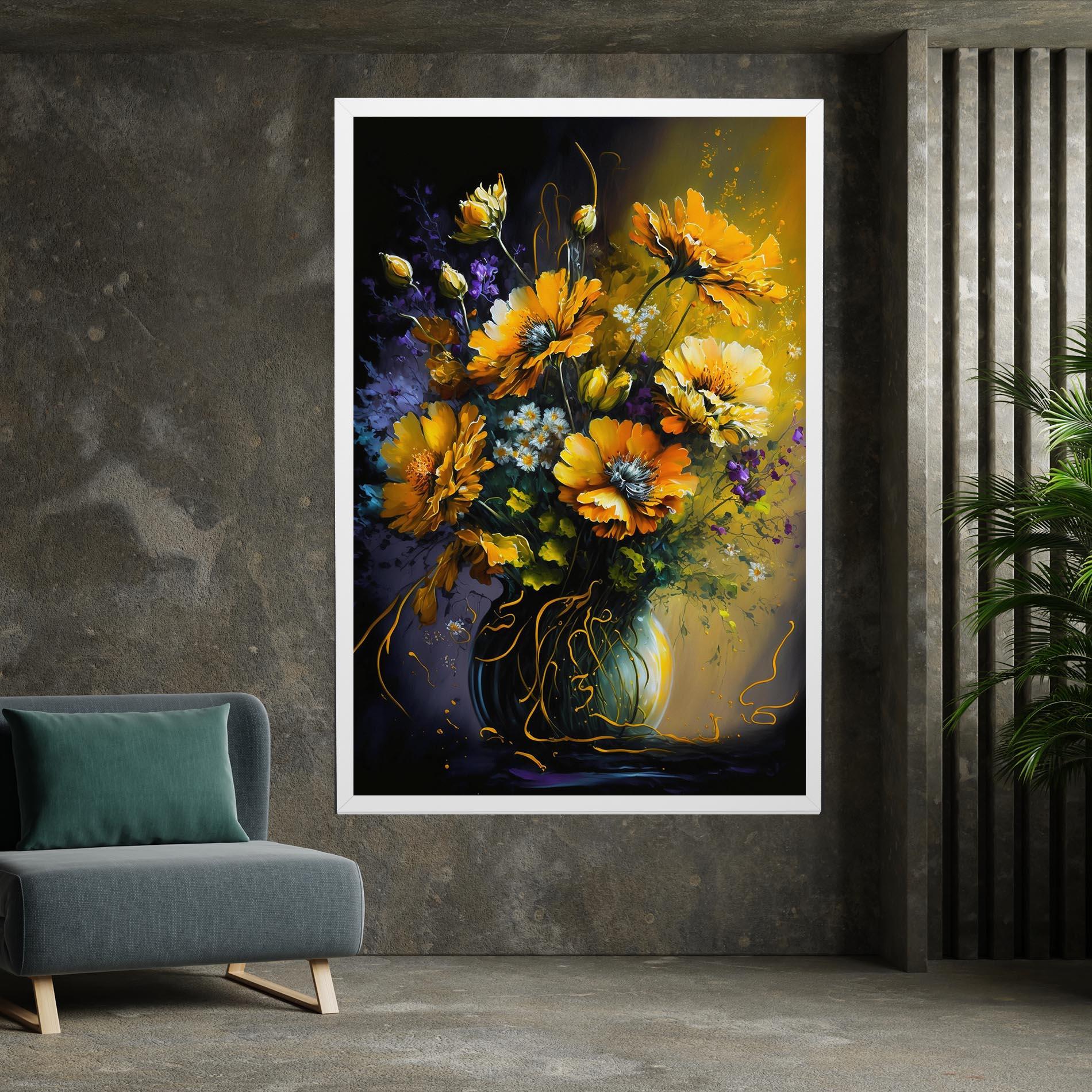 Vászonkép Yellow Flower Art Vase mockup 7