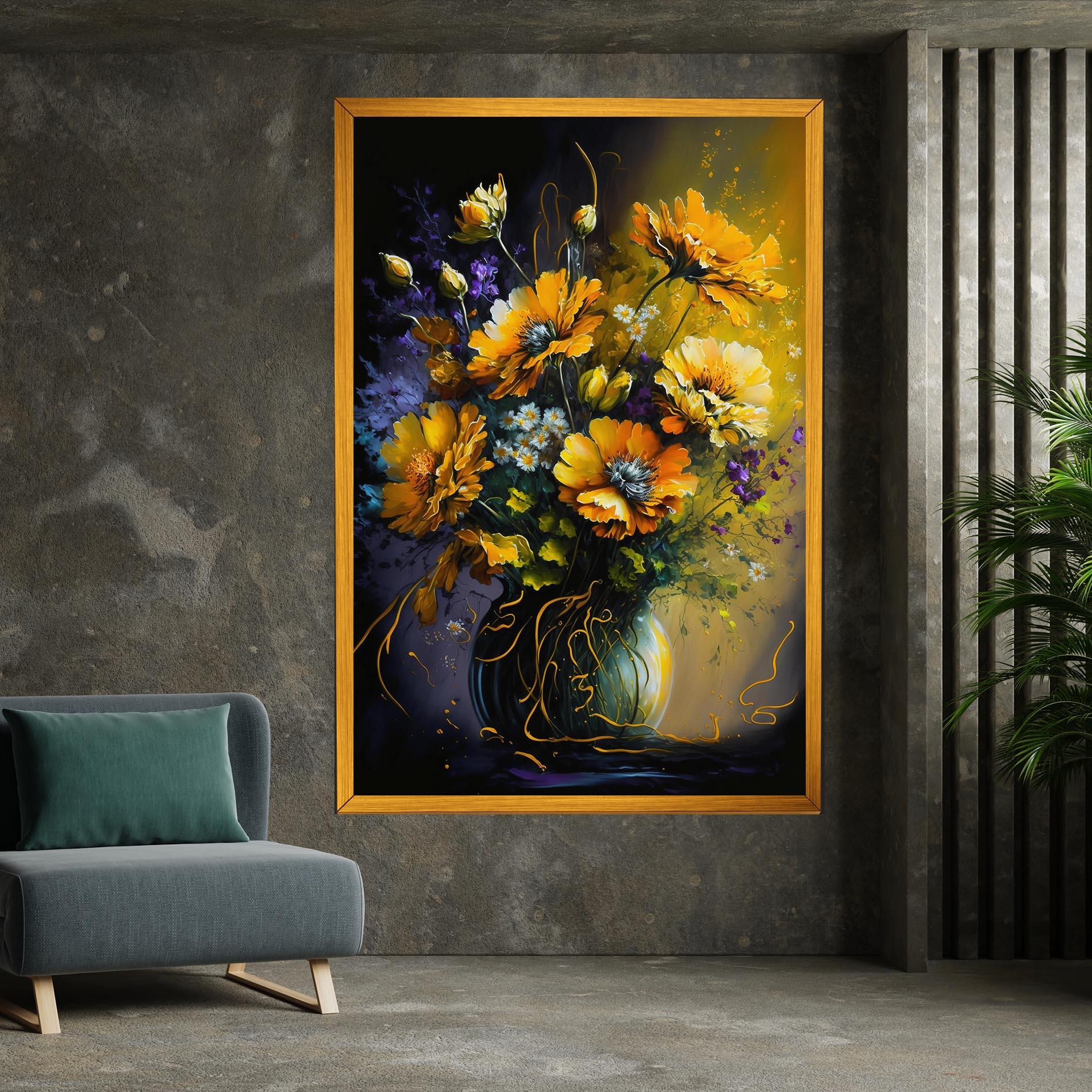 Vászonkép Yellow Flower Art Vase mockup 7