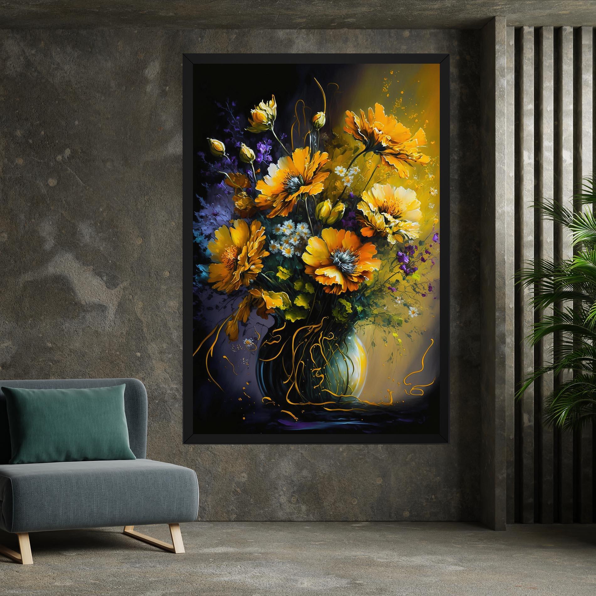 Vászonkép Yellow Flower Art Vase mockup 7