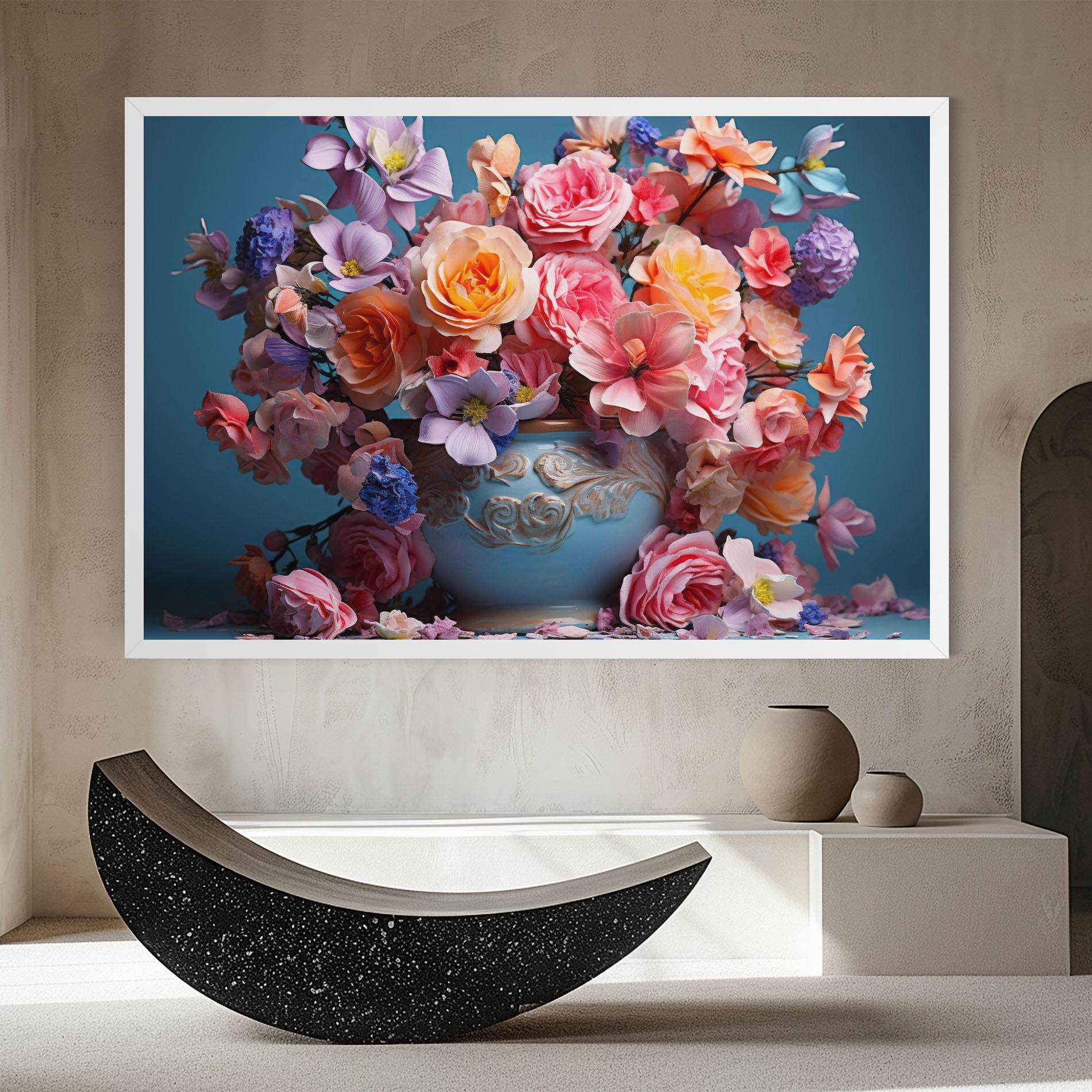 Vászonkép Blue Vase Flowers mockup 8