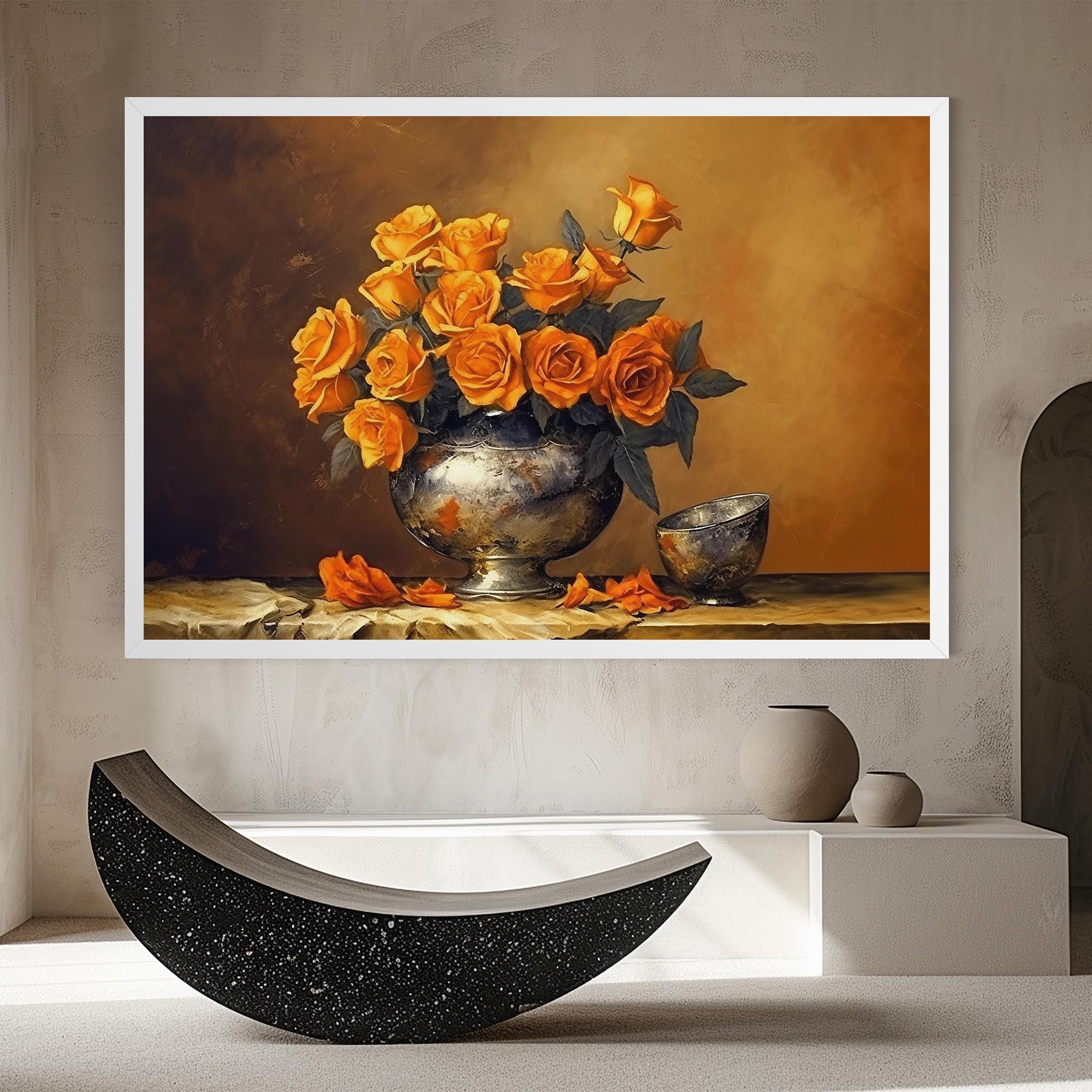 Vászonkép Orange Rose Vase mockup 8