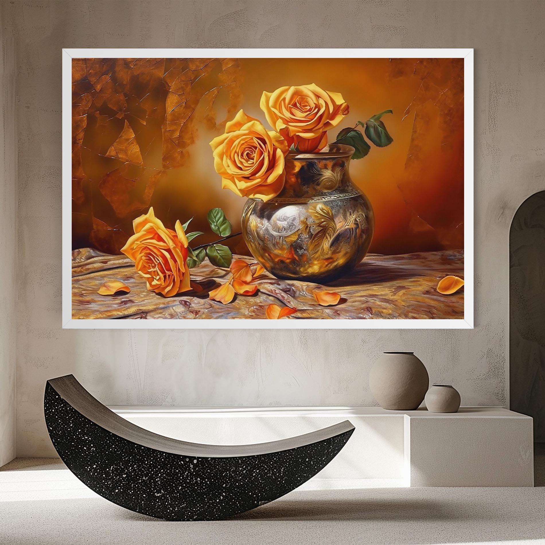Vászonkép Orange Roses Vase mockup 8