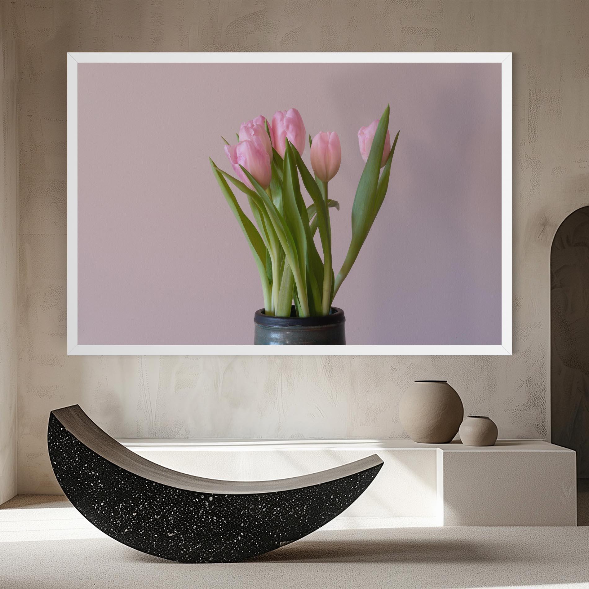 Vászonkép Pink Tulips Vase mockup 8
