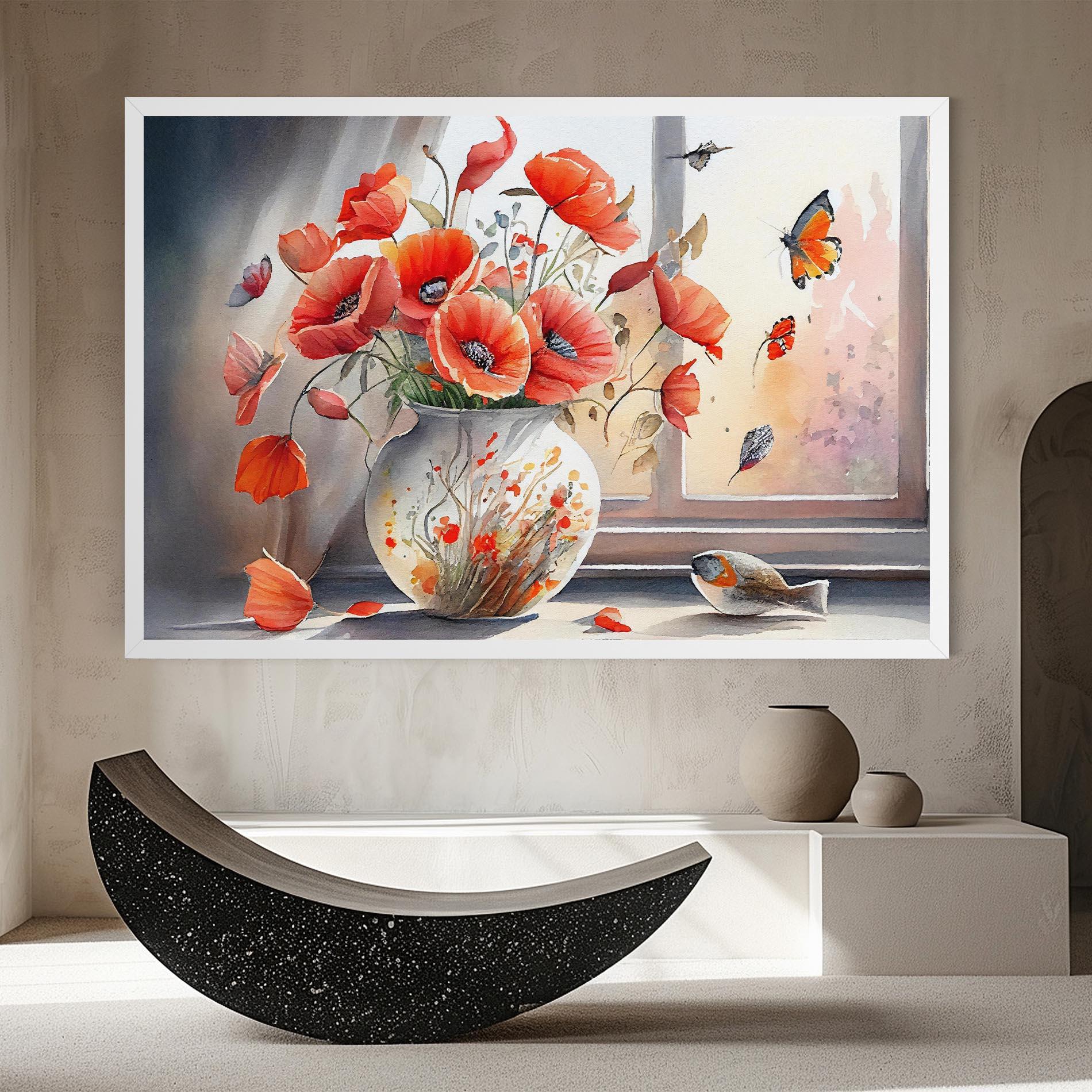 Vászonkép Poppies Vase mockup 8